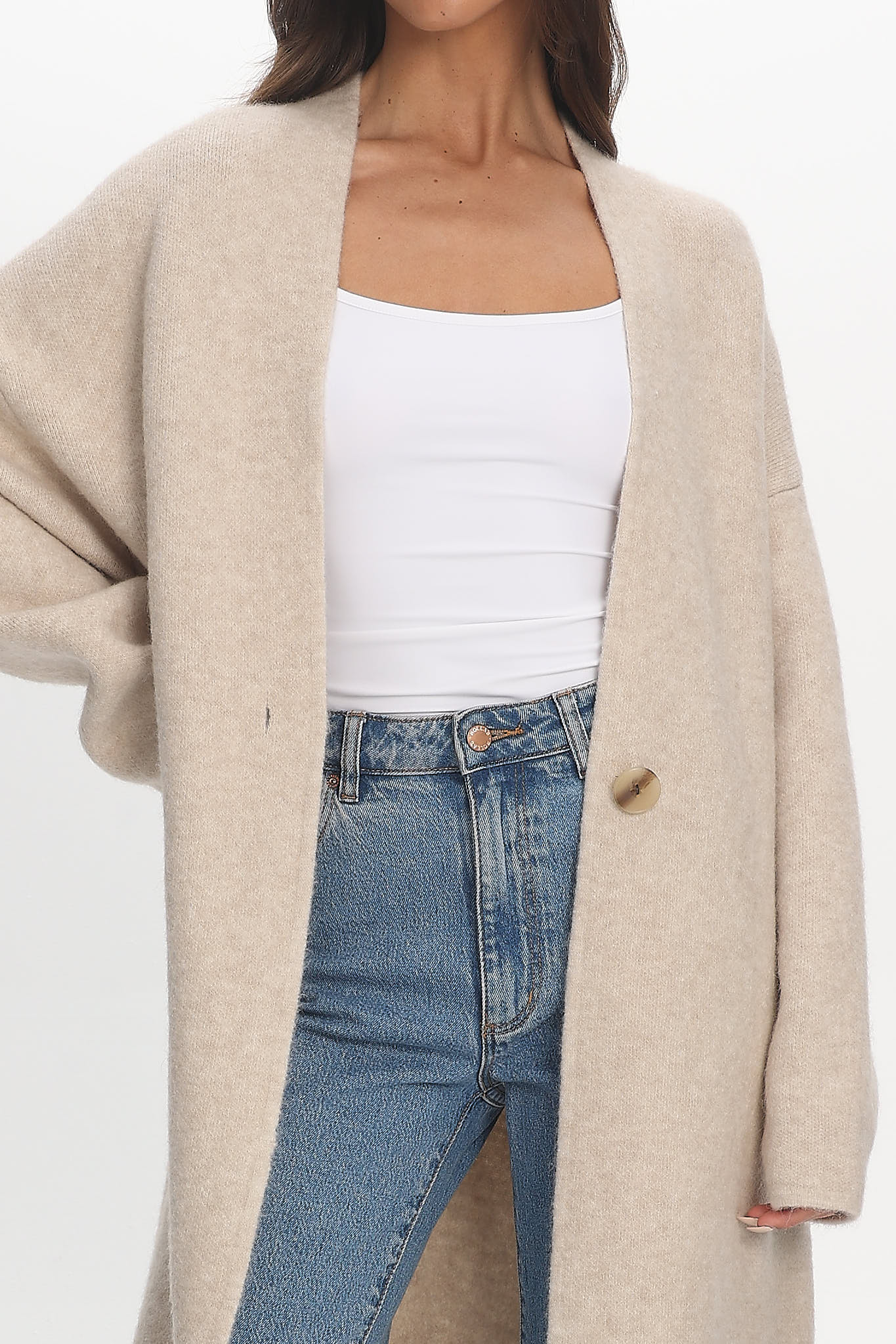 Last Light Longline Oversized Coat Oat - Image 5