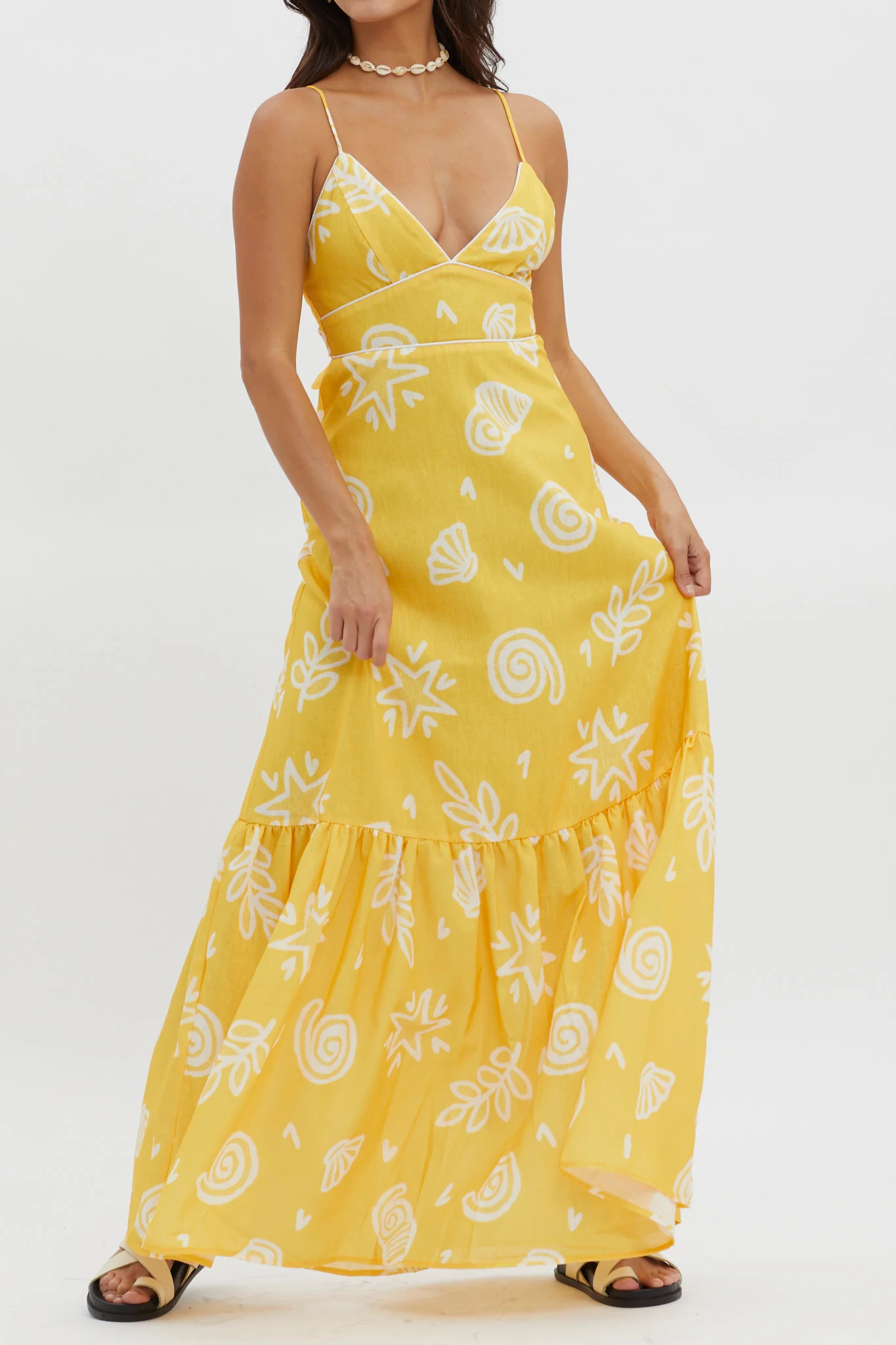 Later Days Cami Strap Maxi Dress Print Yellow - Image 5