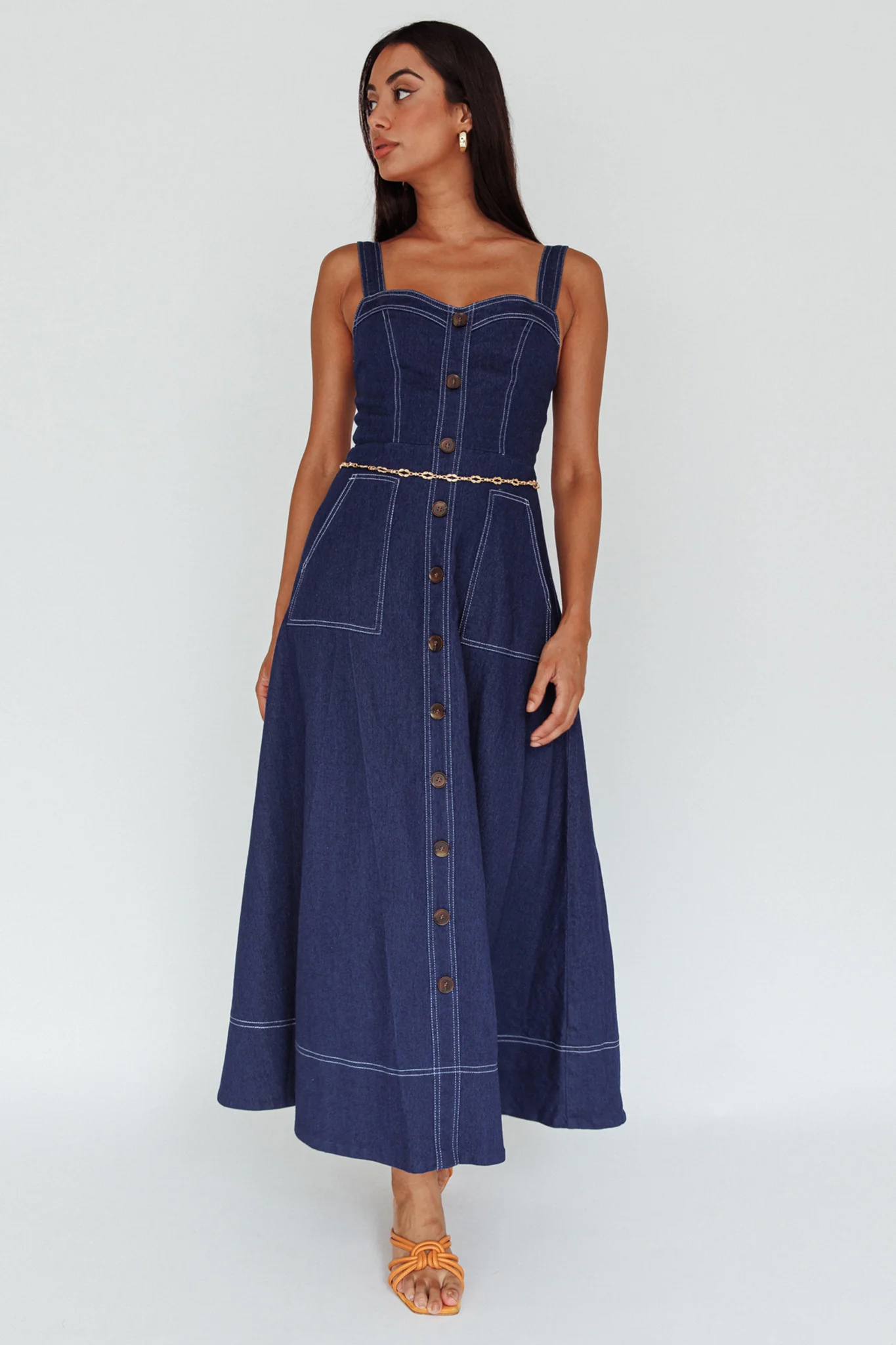 Laureen Pocket Maxi Dress Denim Indigo - Image 5