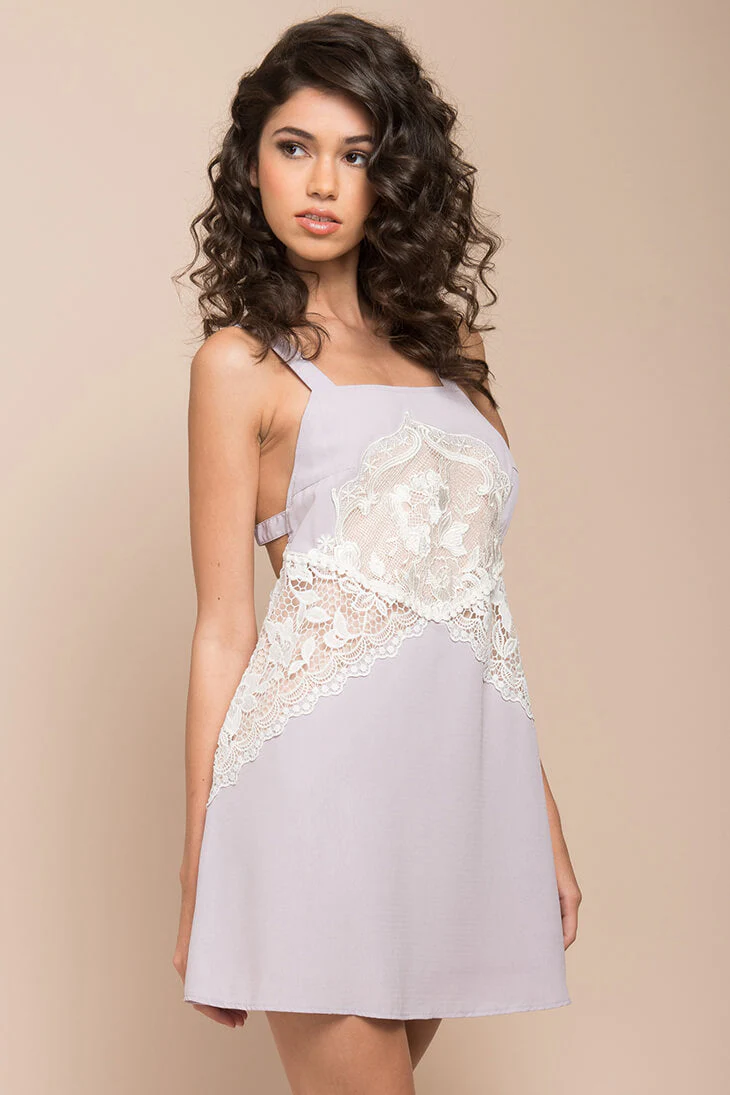 Lauren Lace Details Dress Lilac - Image 2