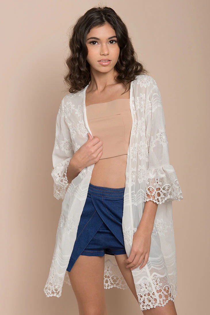 Laurie Floral Cardigan White