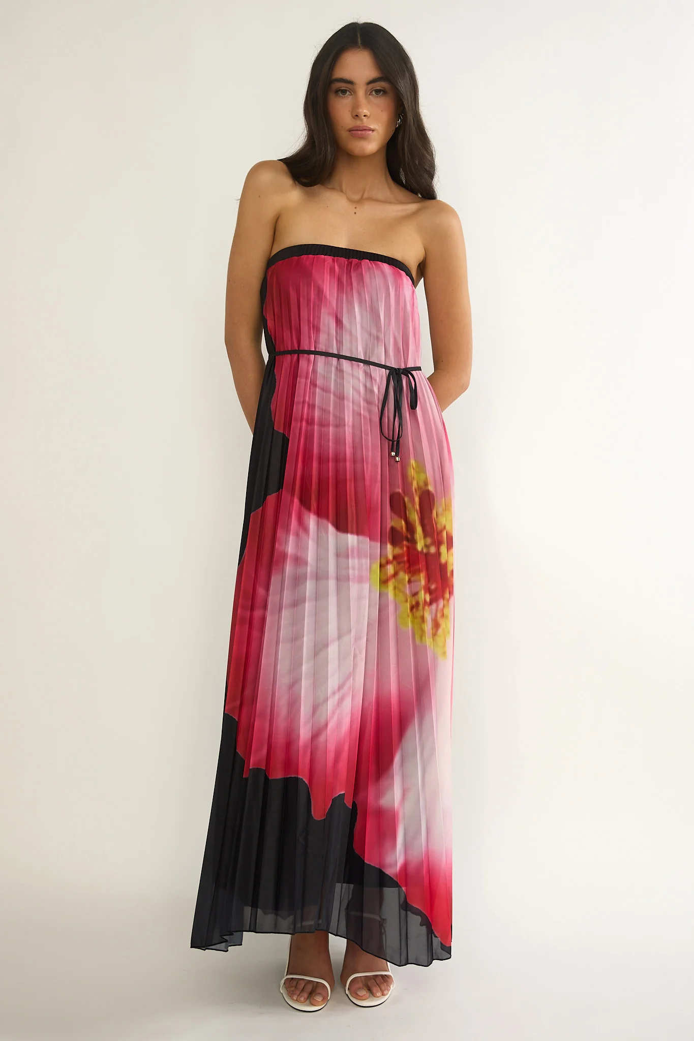 Lauriella Strapless Accordion Pleat Maxi Dress Hibiscus Black - Image 6
