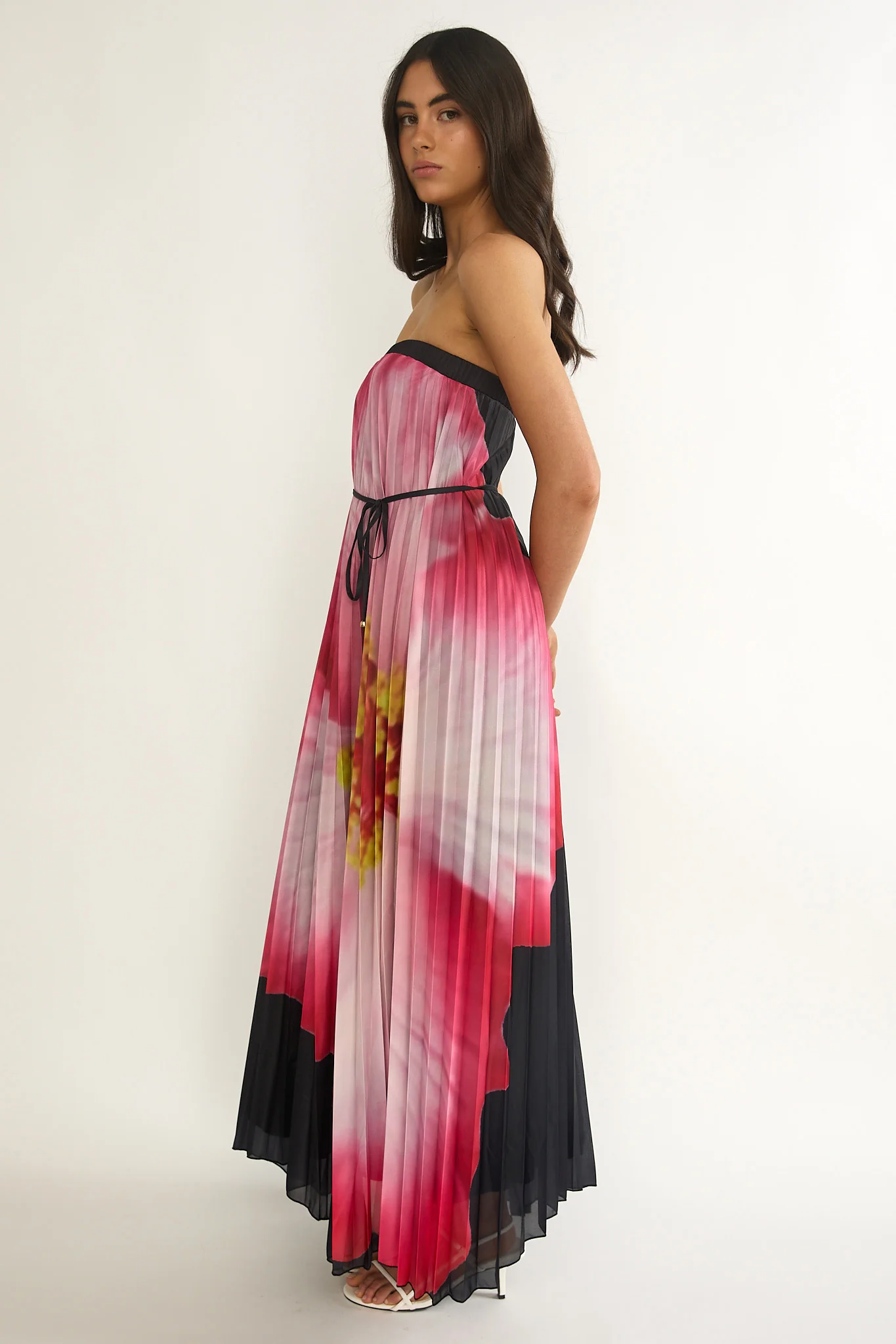 Lauriella Strapless Accordion Pleat Maxi Dress Hibiscus Black - Image 7