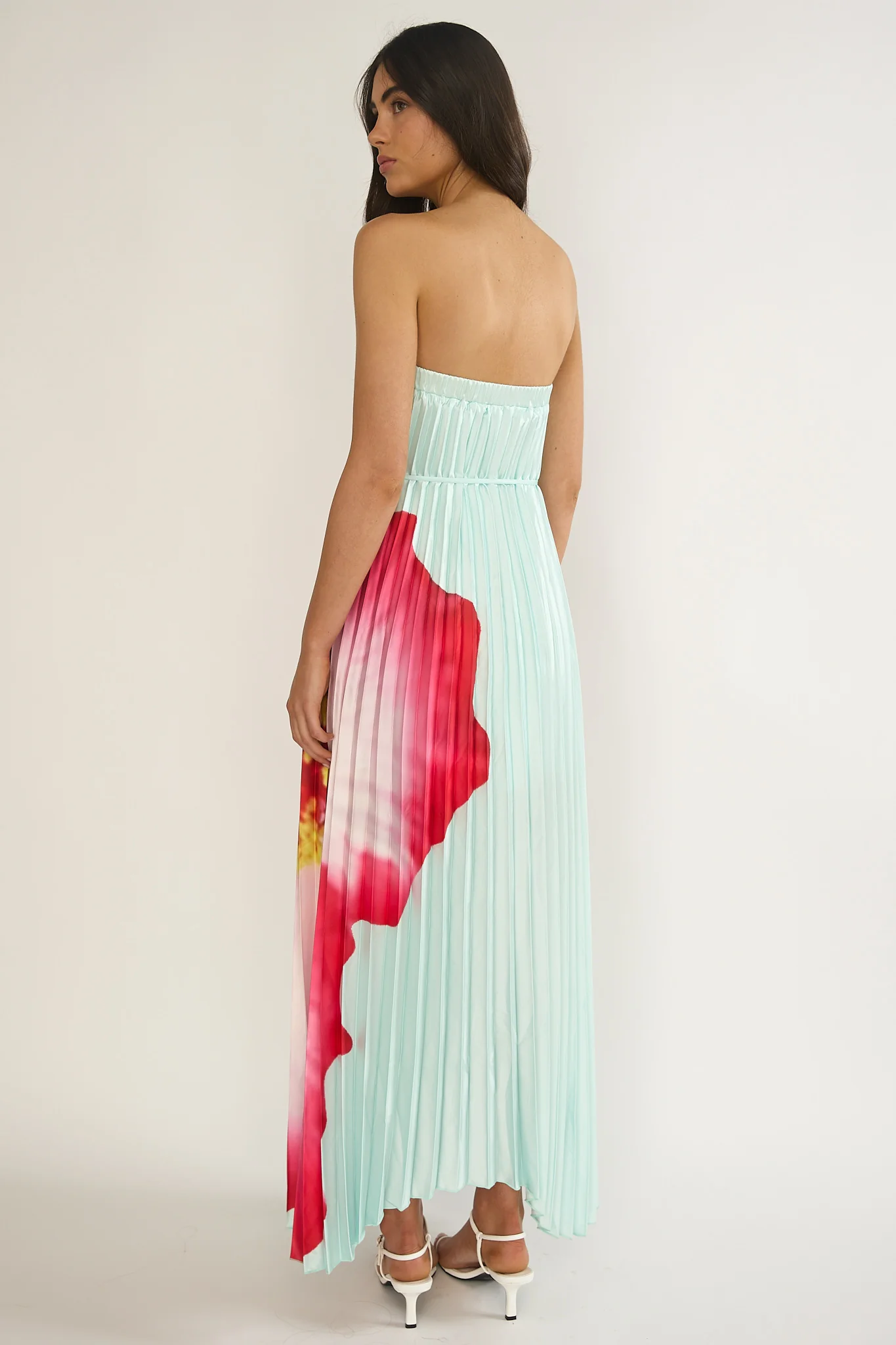 Lauriella Strapless Accordion Pleat Maxi Dress Hibiscus Mint - Image 3