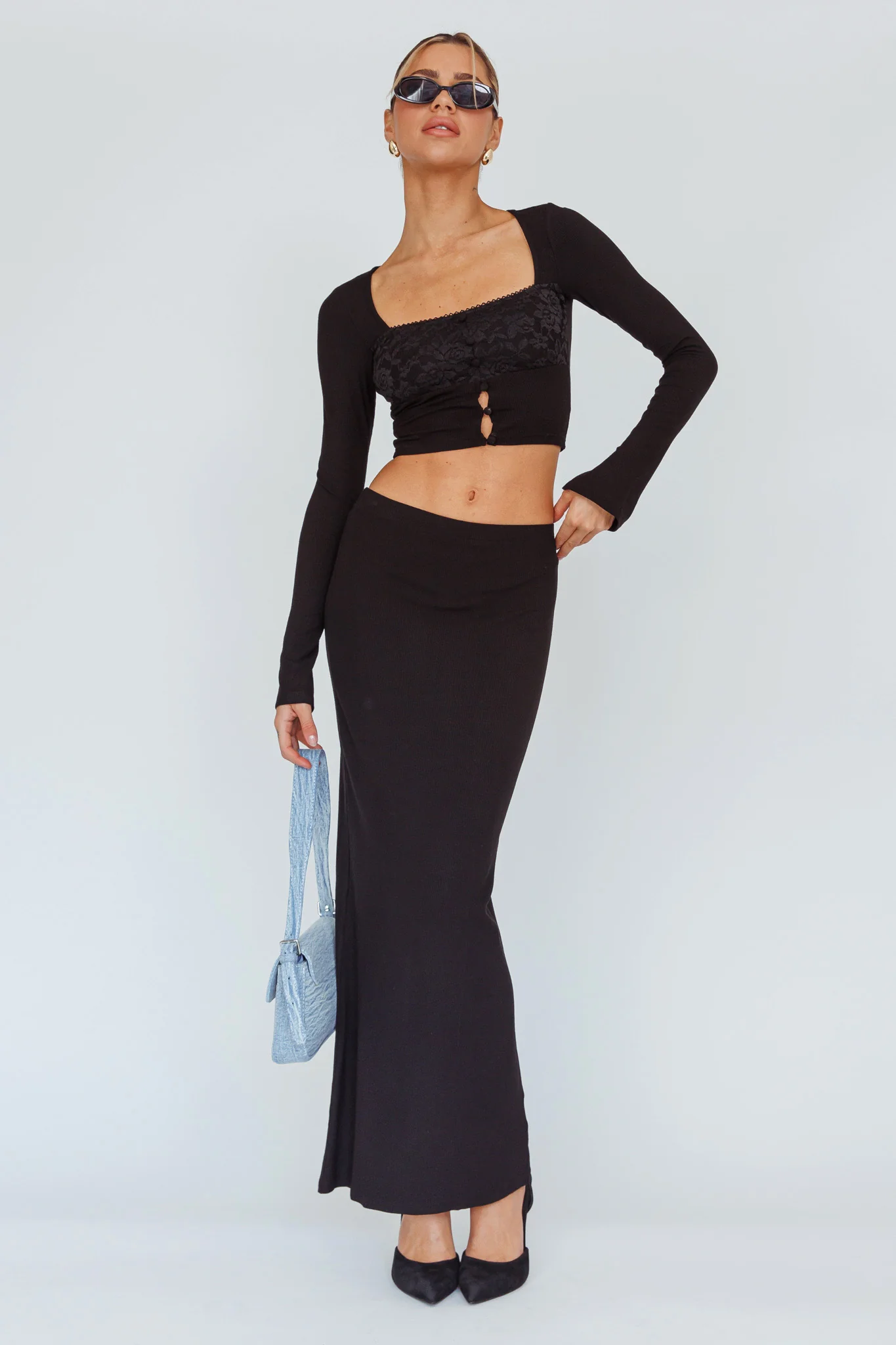 Lauryn Stretch Maxi Skirt Black - Image 2