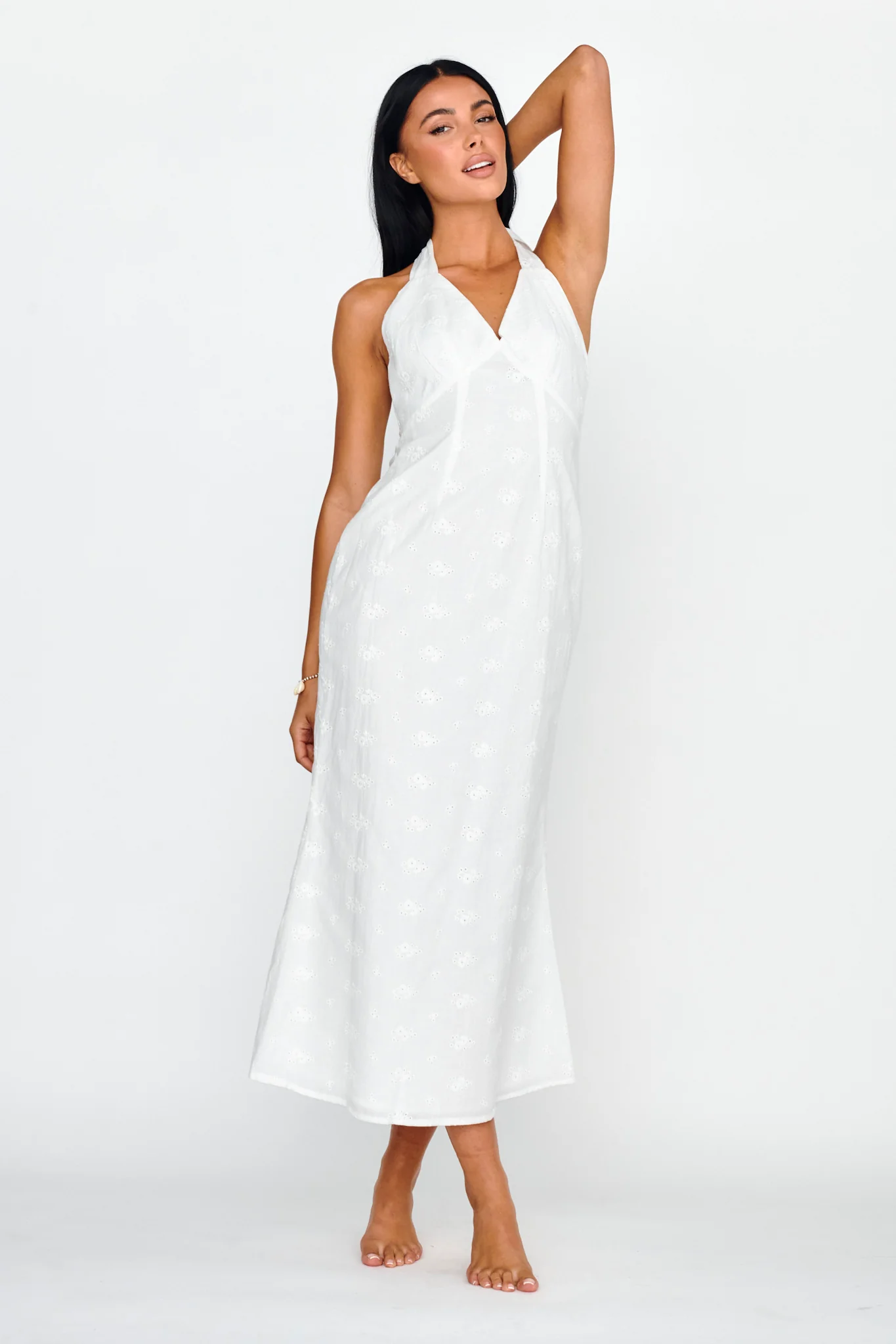 Lavara Halterneck Midi Dress White - Image 3