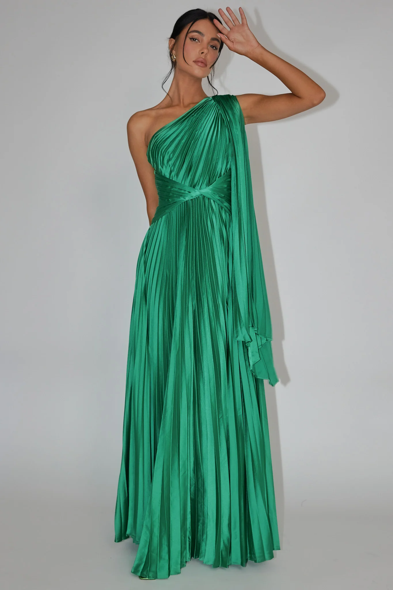 Laxmi Accordion Pleat Maxi Dress Kelly Green - Image 6