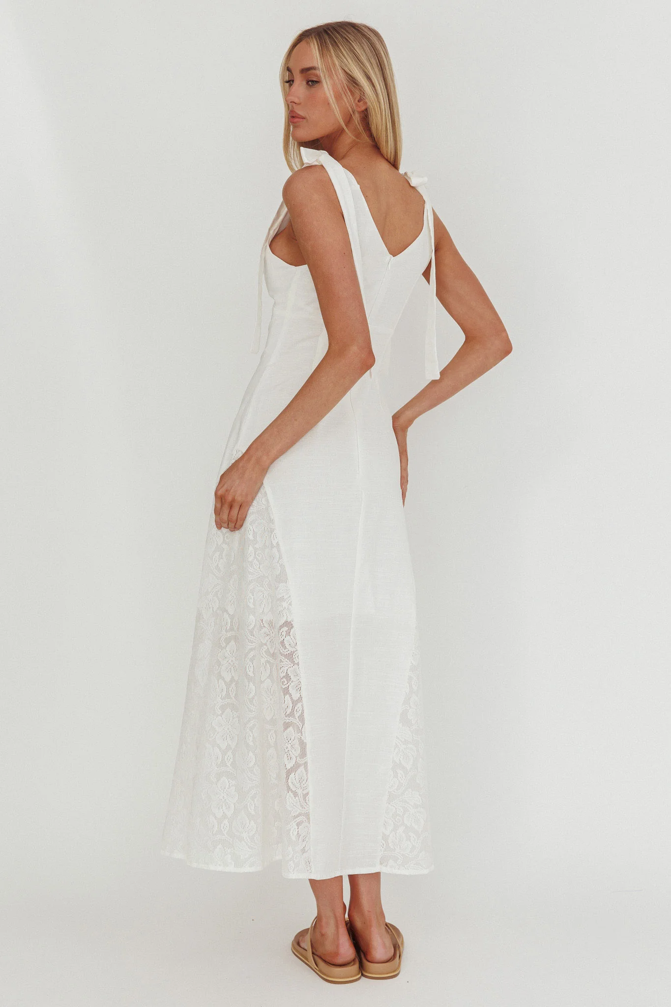 Lead Me On Lace Panel Maxi Dress White - Image 2