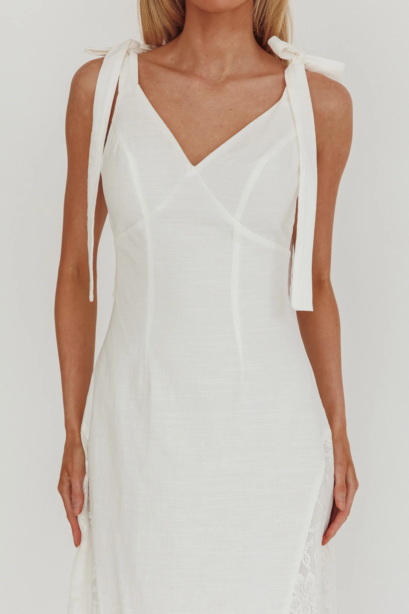Lead Me On Lace Panel Maxi Dress White - Image 3