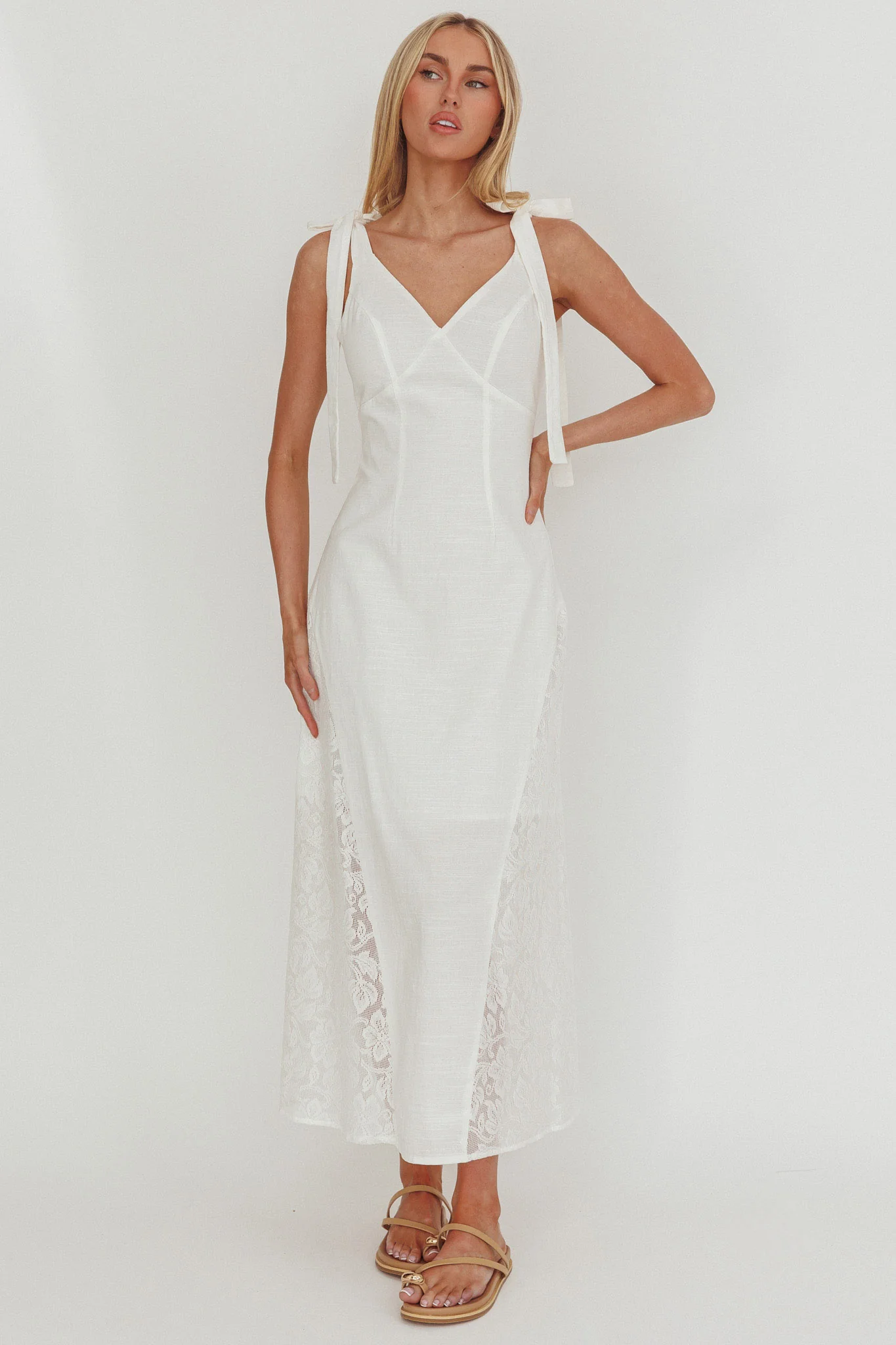 Lead Me On Lace Panel Maxi Dress White - Image 4