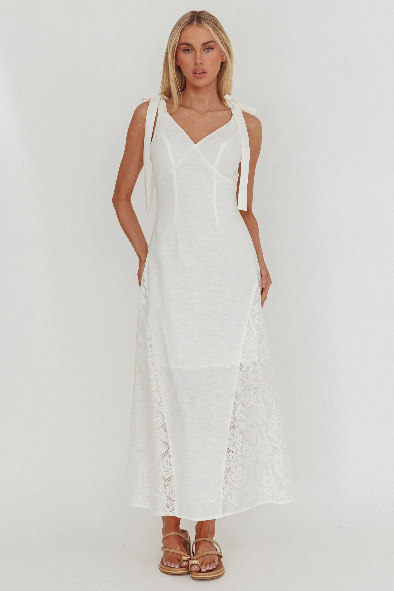 Lead Me On Lace Panel Maxi Dress White - Image 5