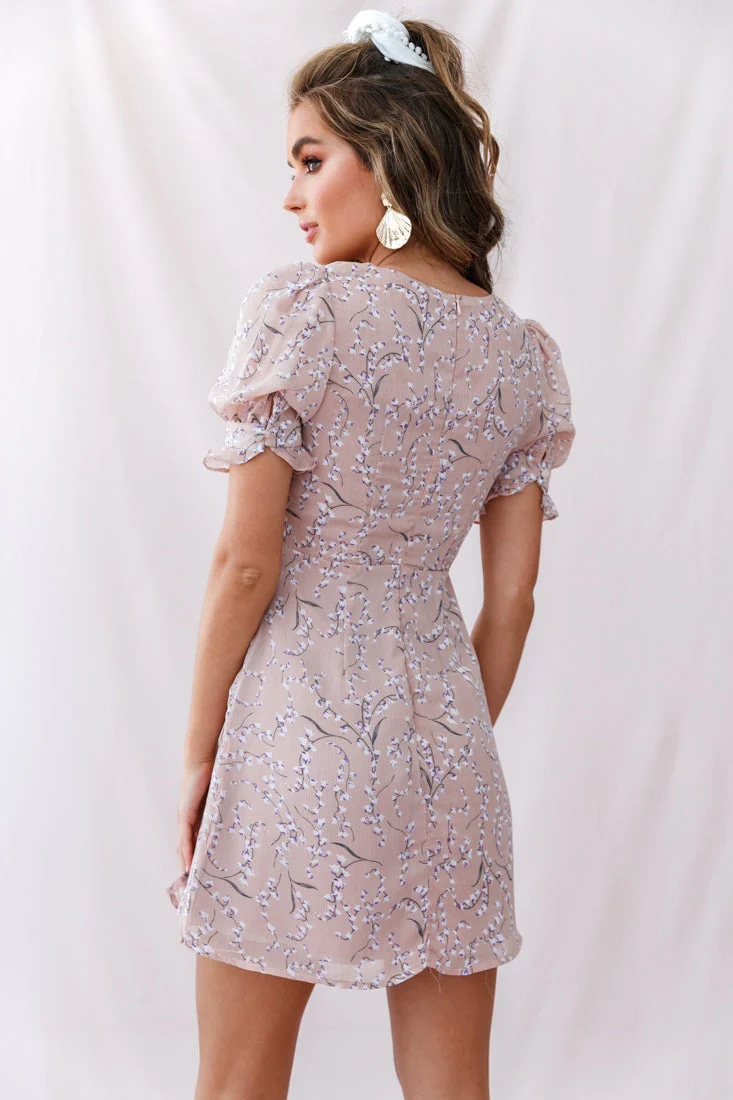 Leah Button Detail Tea Dress Blush - Image 3