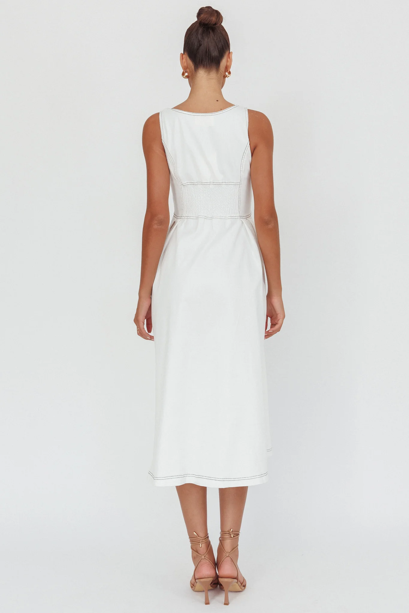 Leeli Zipper Front Midi Dress White - Image 2