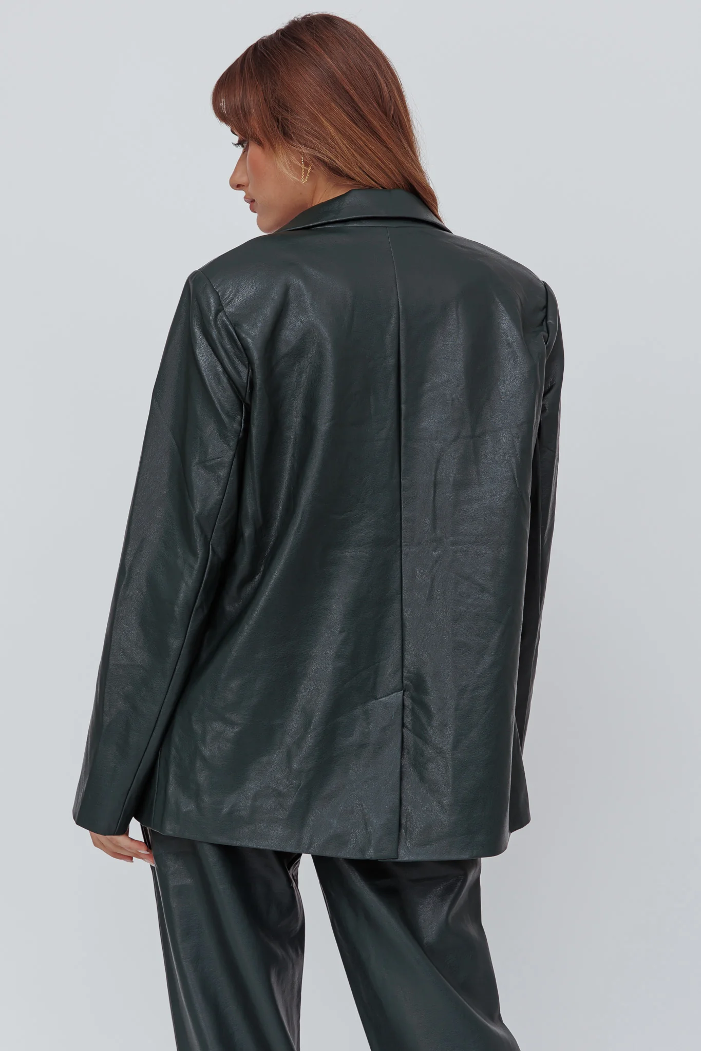 Left On Read Faux Leather Jacket Hunter Green - Image 2
