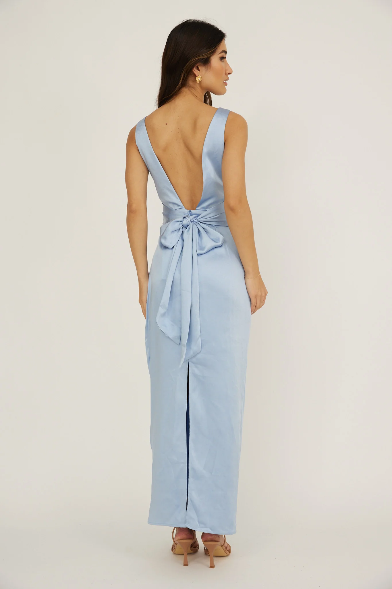 Leila Boat Neck Midi Dress Blue - Image 2