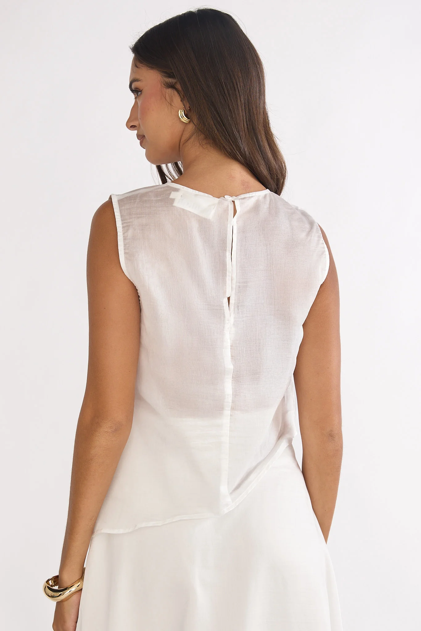 Lemora Asymmetric Hem Top White - Image 2