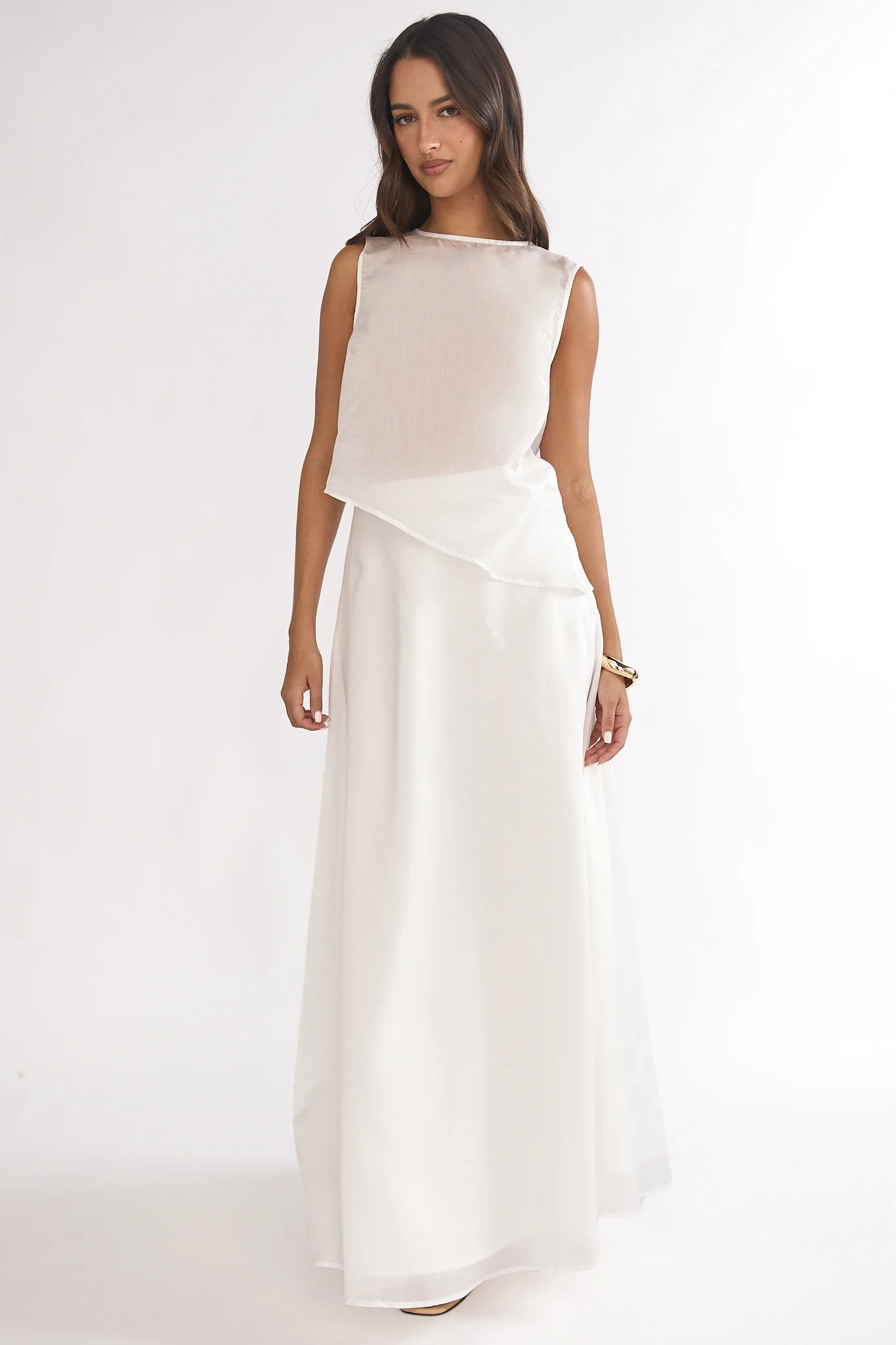 Lemora Asymmetric Hem Top White - Image 4