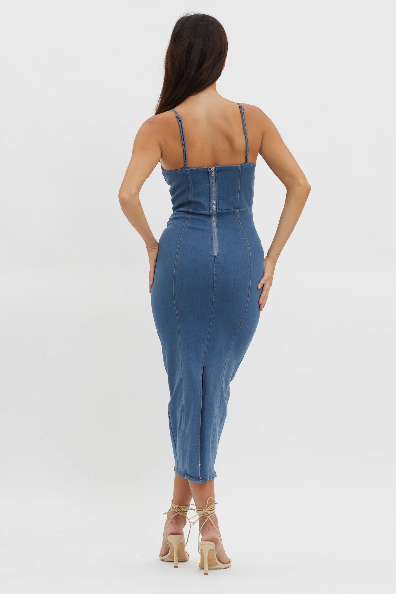 Lenni Denim Midi Dress Dark Blue - Image 2