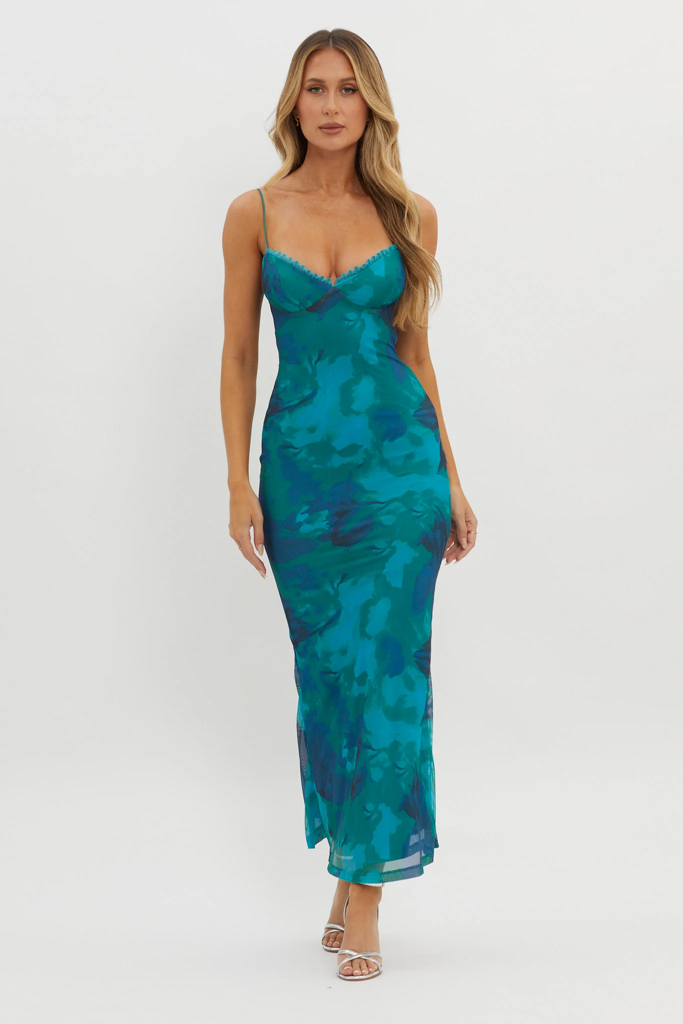 Lennox Elastic Back Bodycon Dress Floral Green - Image 5