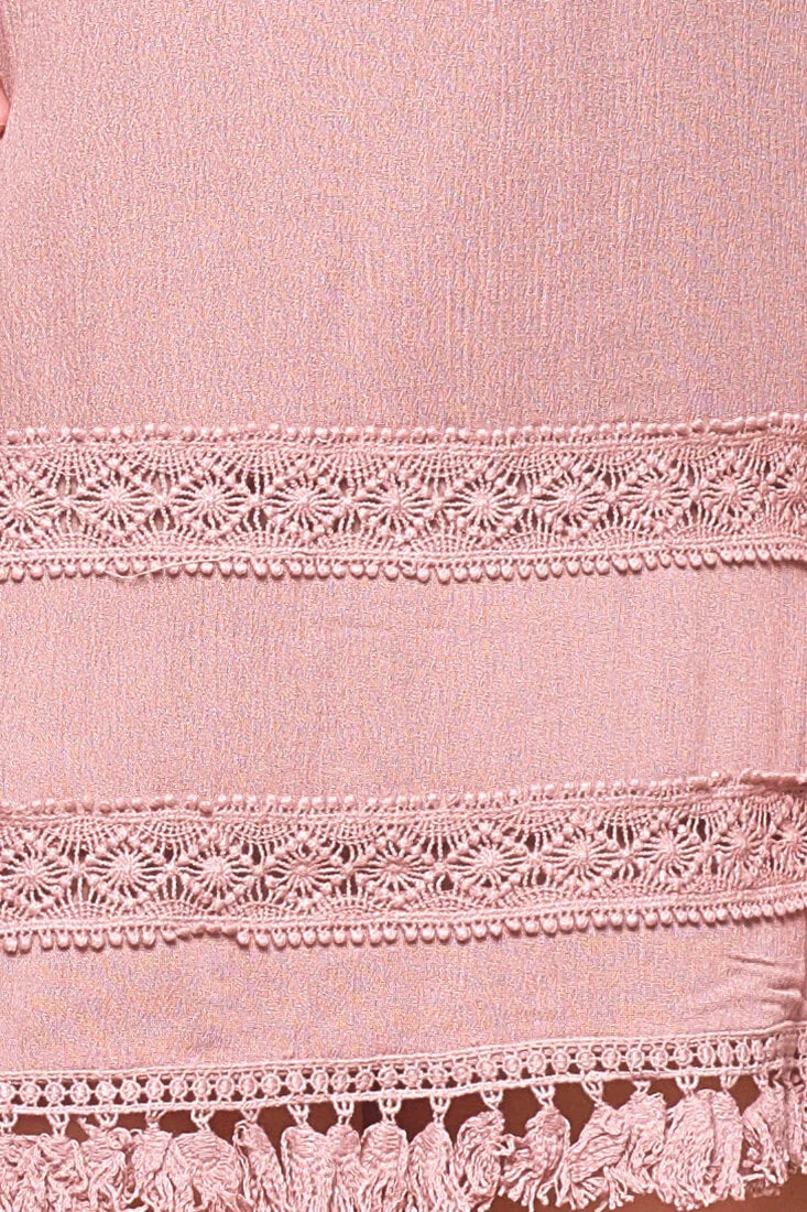 Leticia Sleeveless Frilly Trim Dress Mocha - Image 6