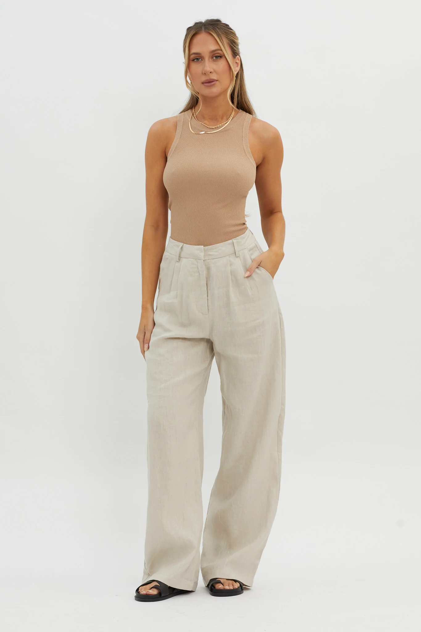 Level Up Ribbed Top Beige - Image 2