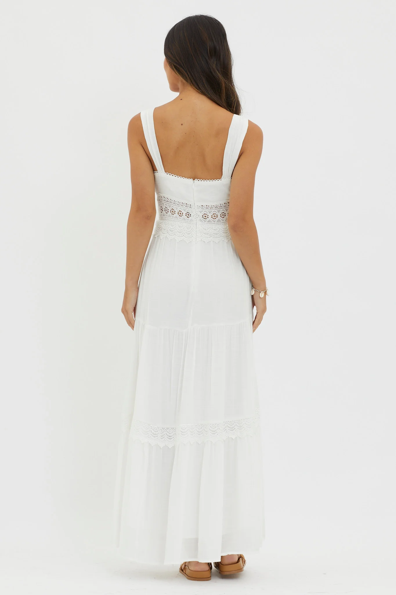 Libby Crochet Lace Waist Maxi Dress Off White - Image 2