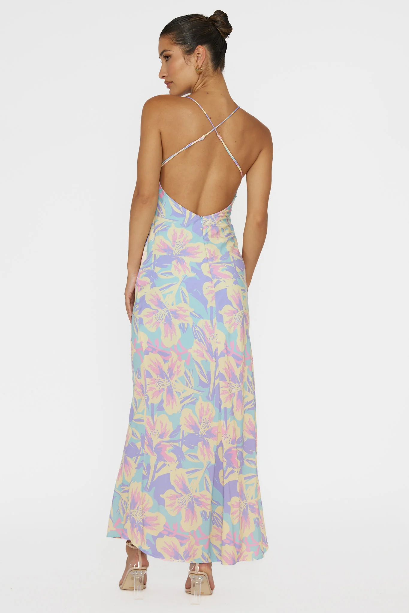 Libby Scoop Back Maxi Dress Floral Blue - Image 2