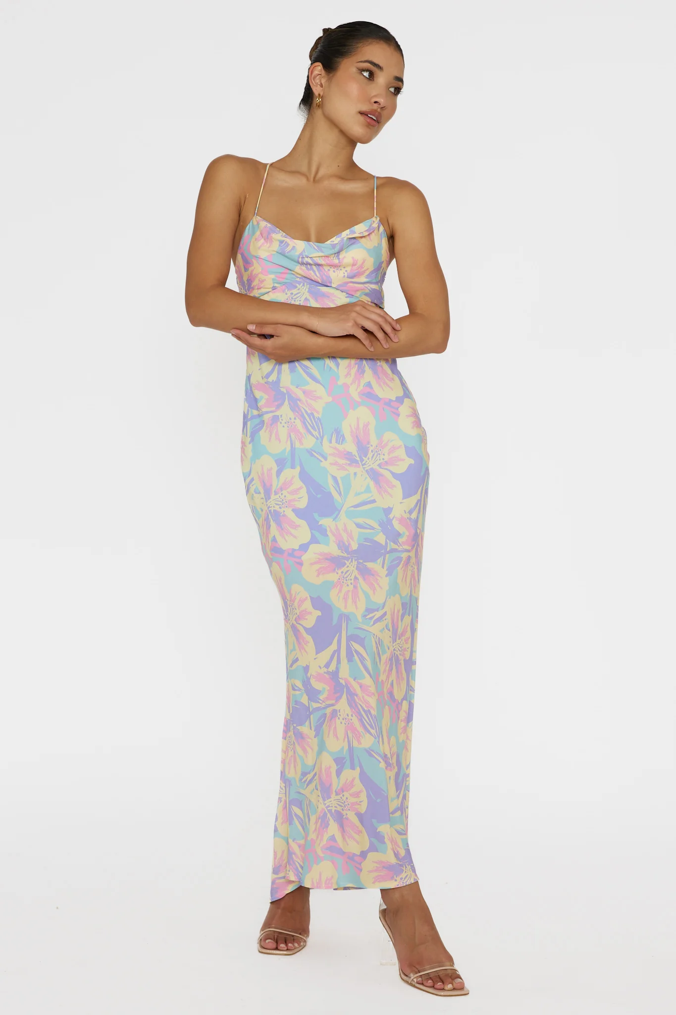 Libby Scoop Back Maxi Dress Floral Blue - Image 5