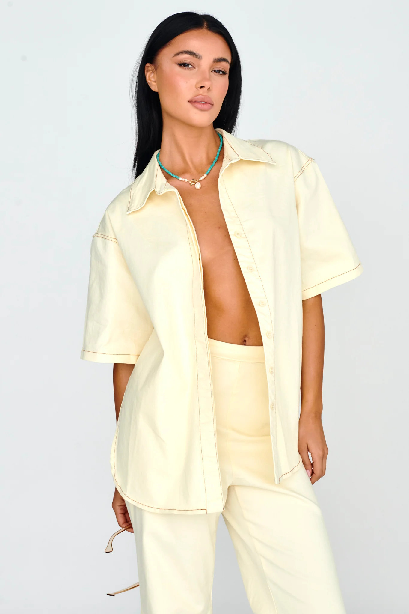 Light Aura Button Up Shirt Buttermilk - Image 5