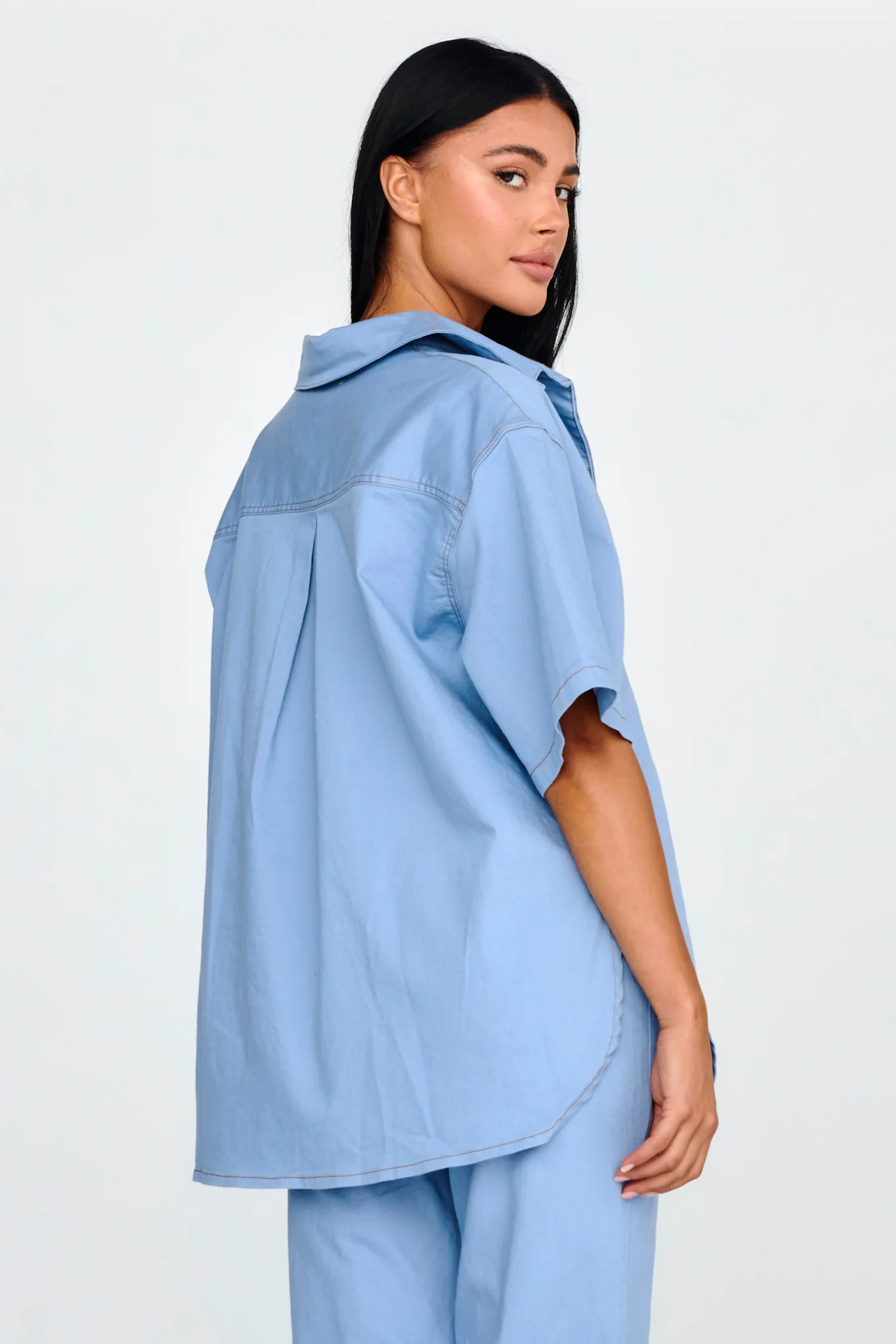 Light Aura Button Up Shirt Denim Blue - Image 2