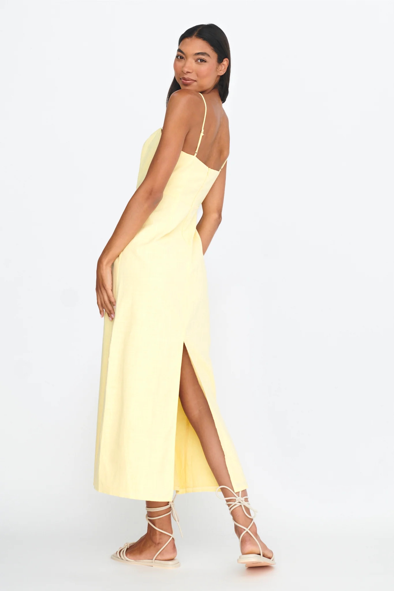 Light Hearted Square Neckline Maxi Dress Lemon - Image 2