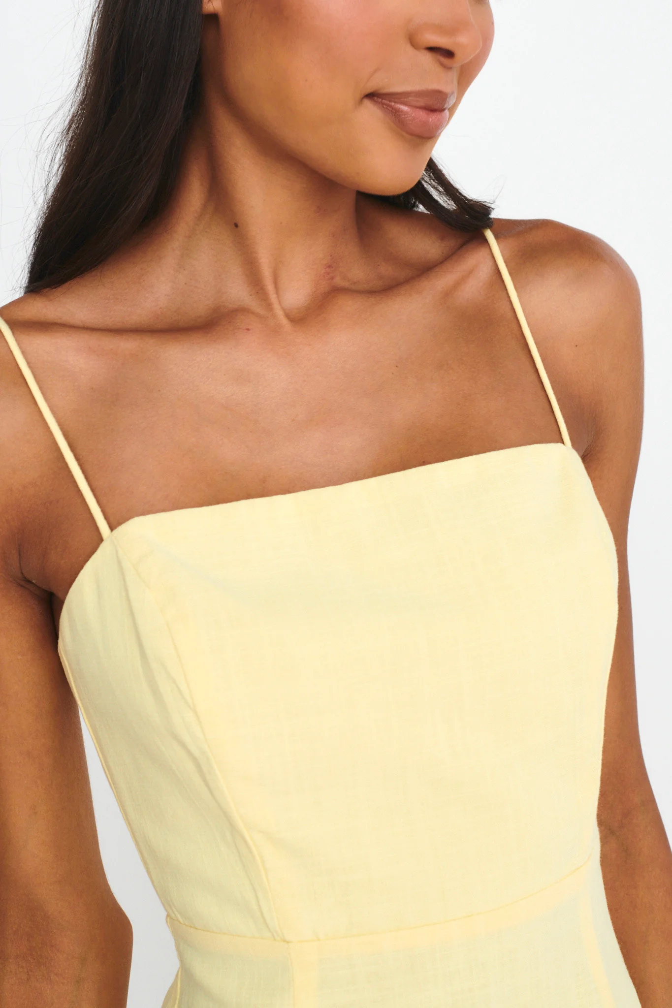 Light Hearted Square Neckline Maxi Dress Lemon - Image 4