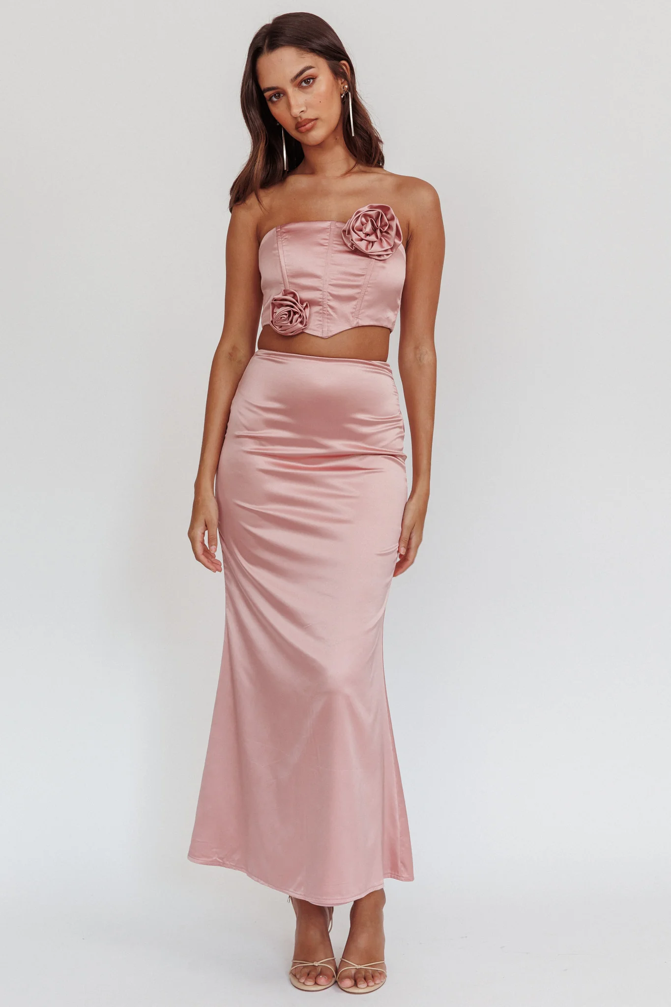 Like A Dove Satin Maxi Skirt Mauve - Image 2