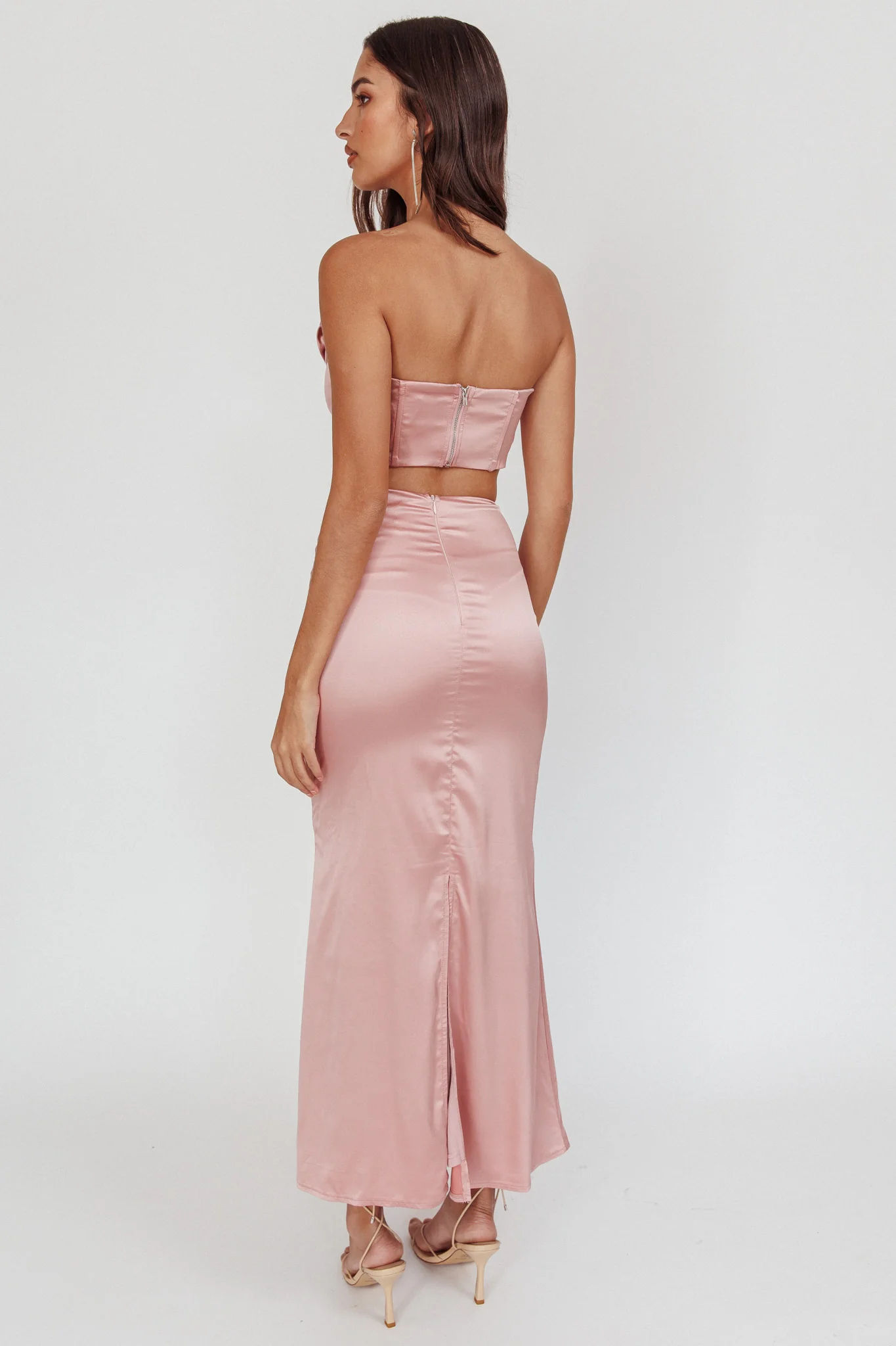 Like A Dove Satin Maxi Skirt Mauve - Image 4