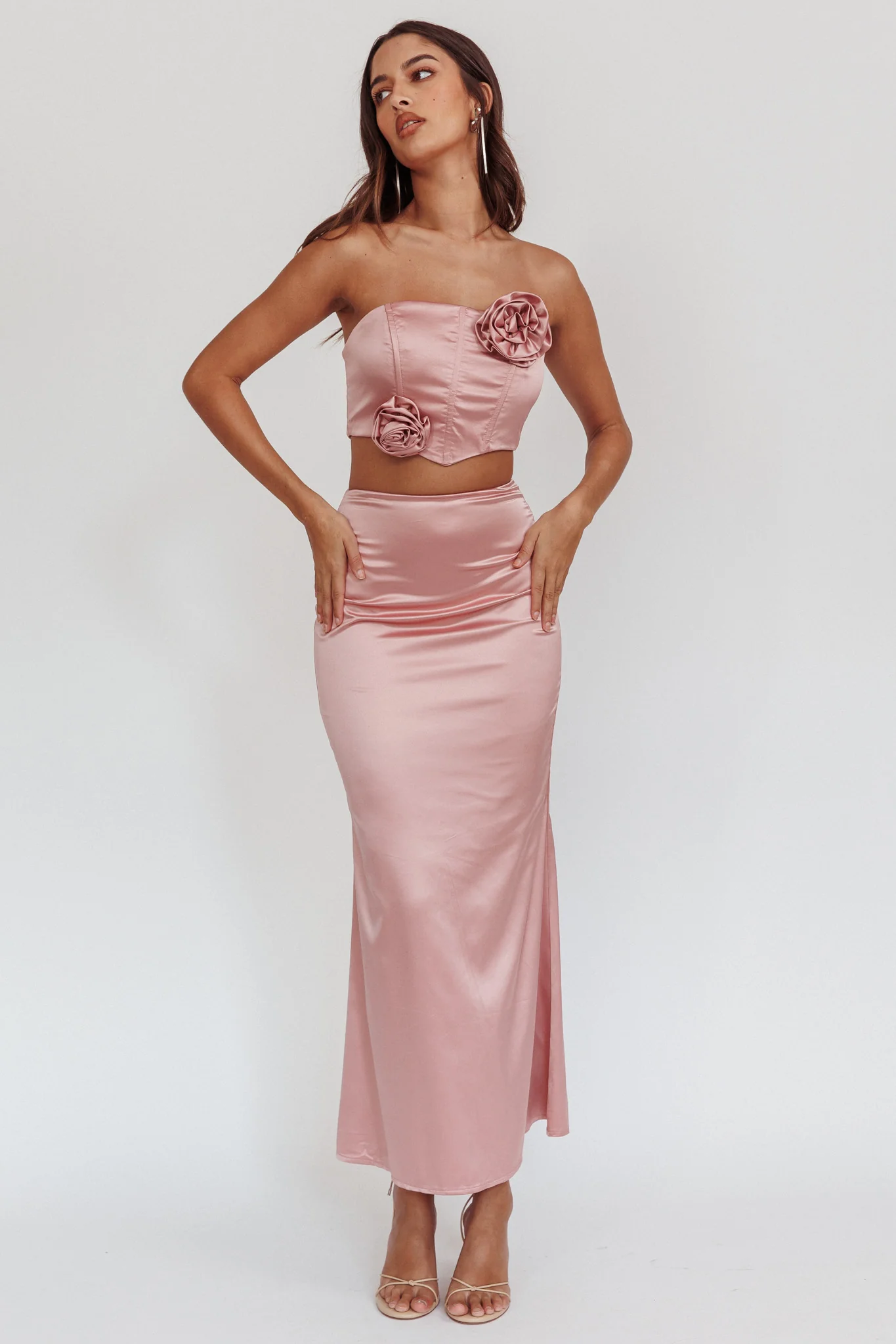 Like A Dove Satin Maxi Skirt Mauve - Image 6