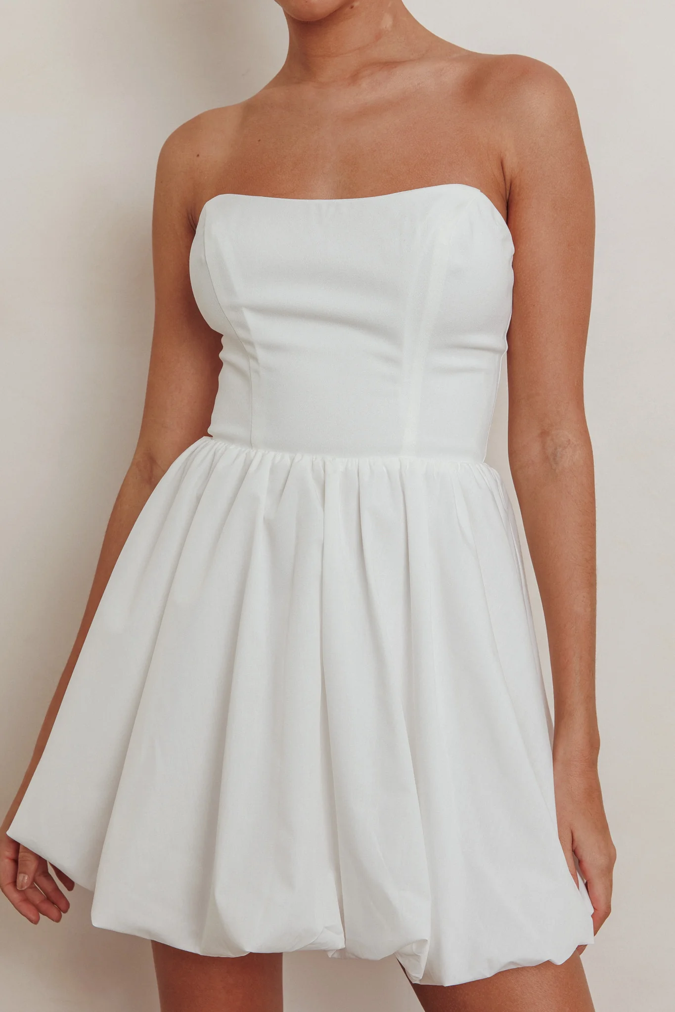 Like Art Strapless Bubble Mini Dress Off White - Image 5