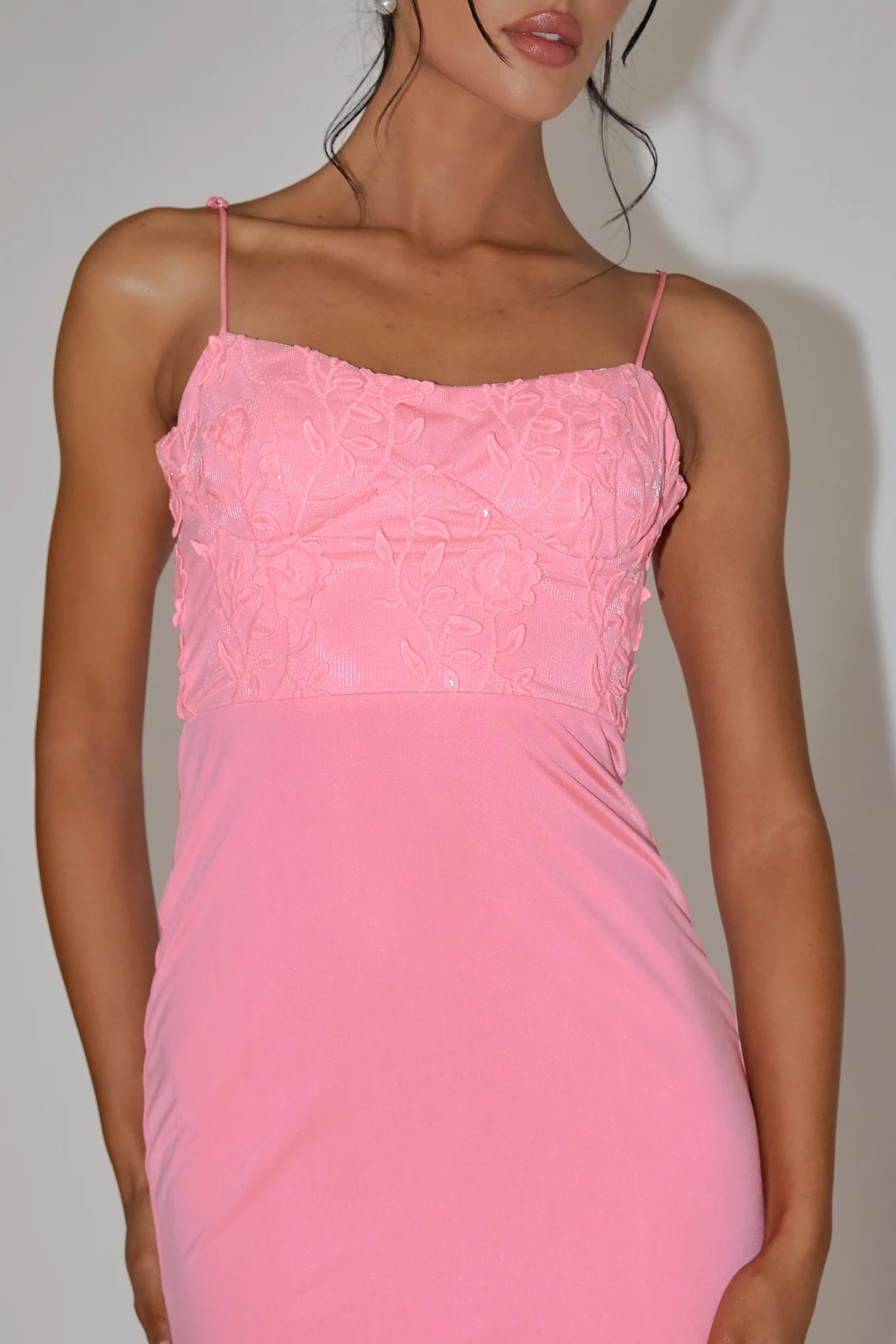 Likita Floral Applique Bodice Maxi Dress Pink - Image 4