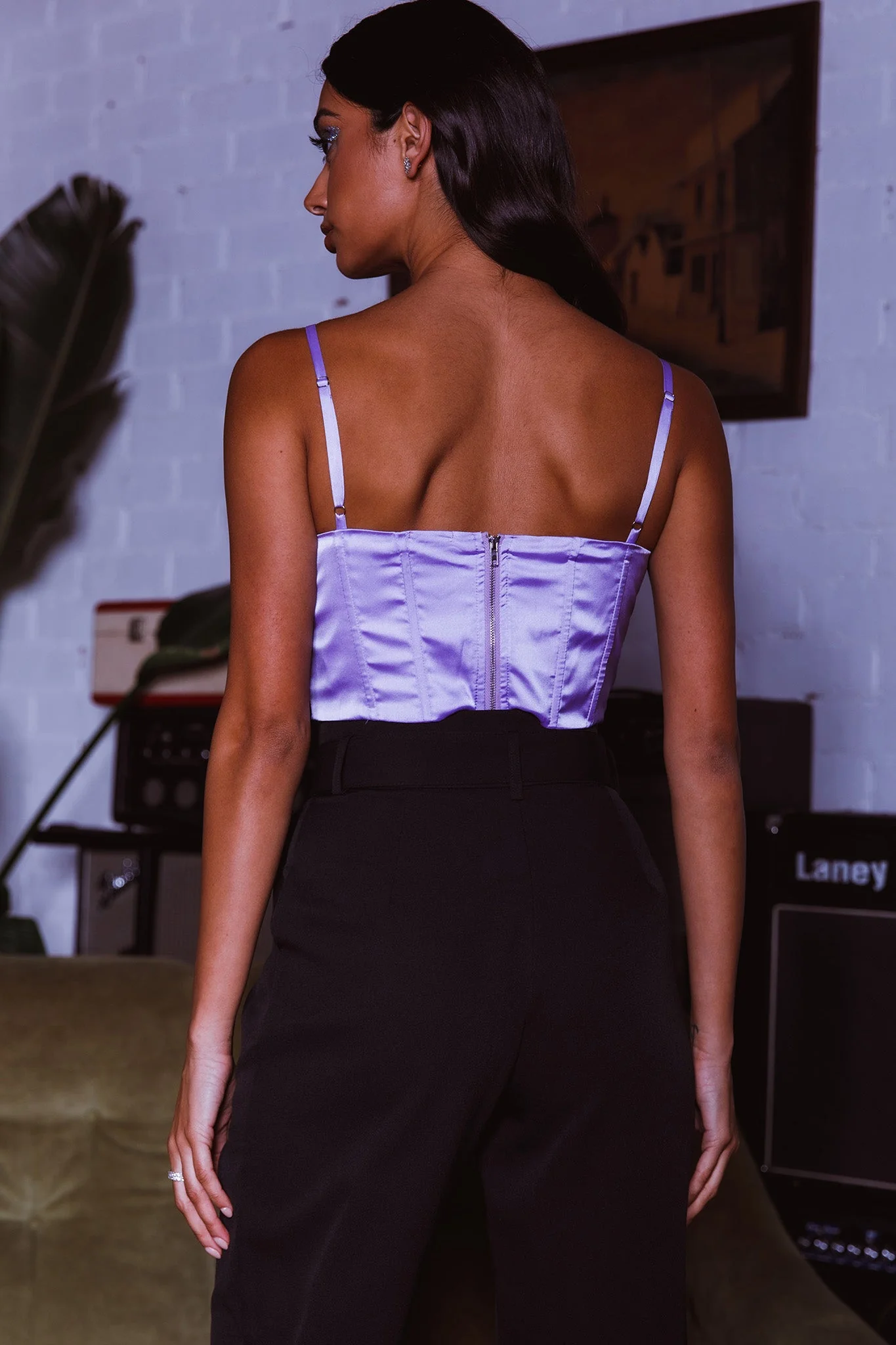 Lila Cowl Neck Corset Top Lilac - Image 2