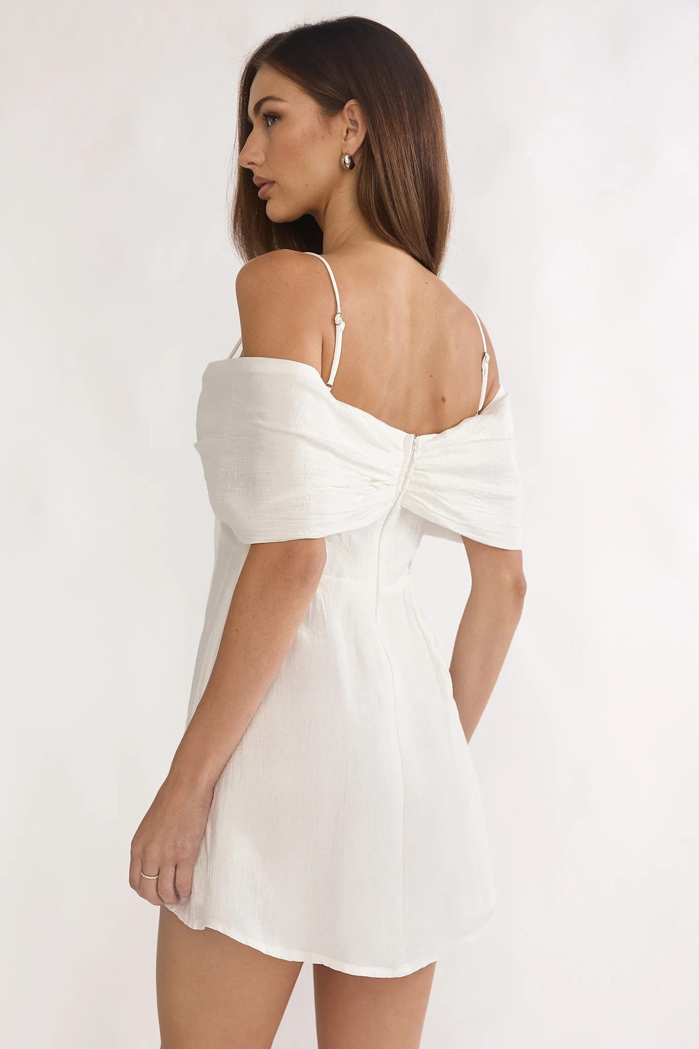 Lillibet Bow Tied Bust Mini Dress White - Image 2