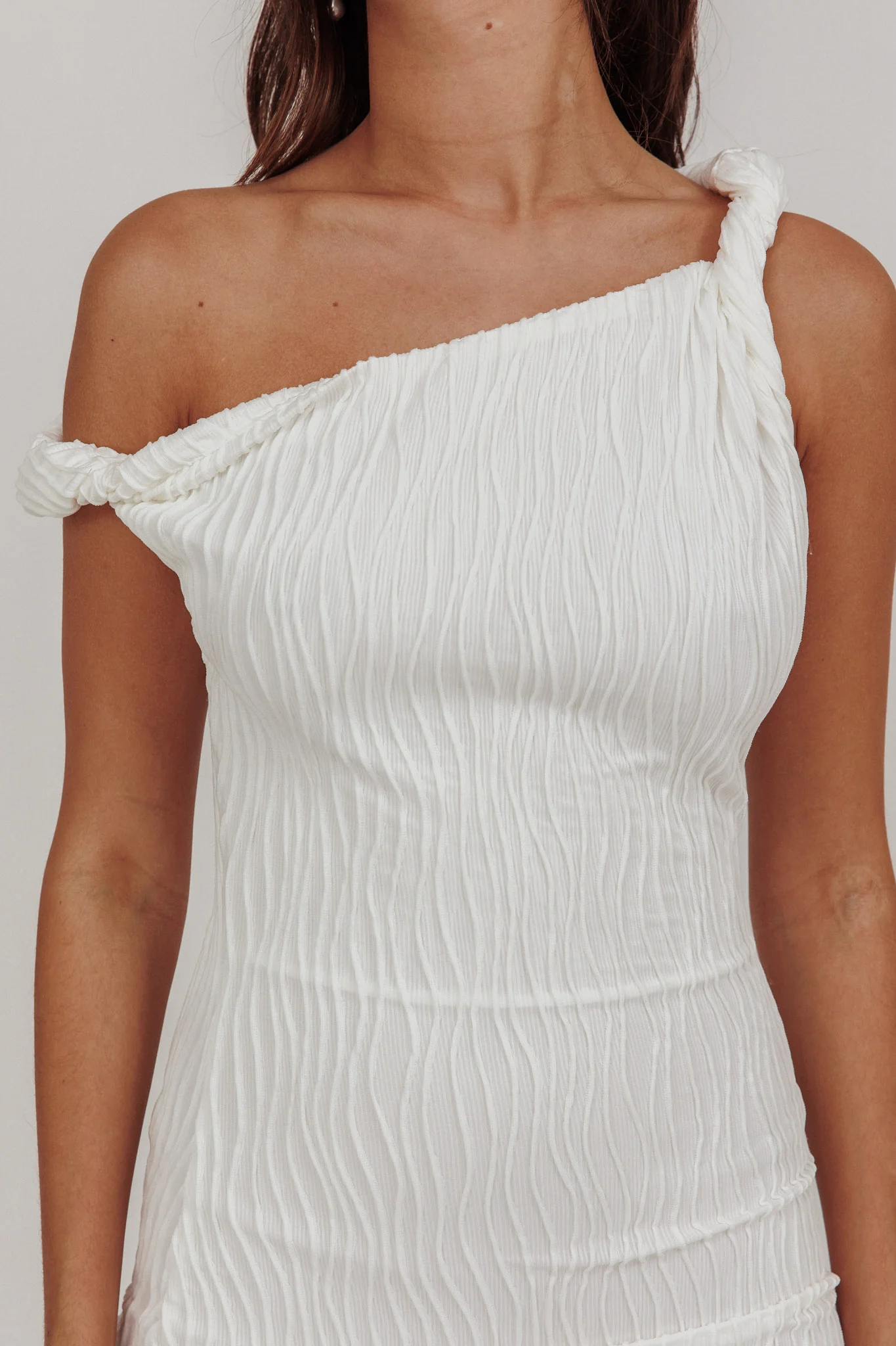 Lingering Love One-Shoulder Mini Dress White - Image 3