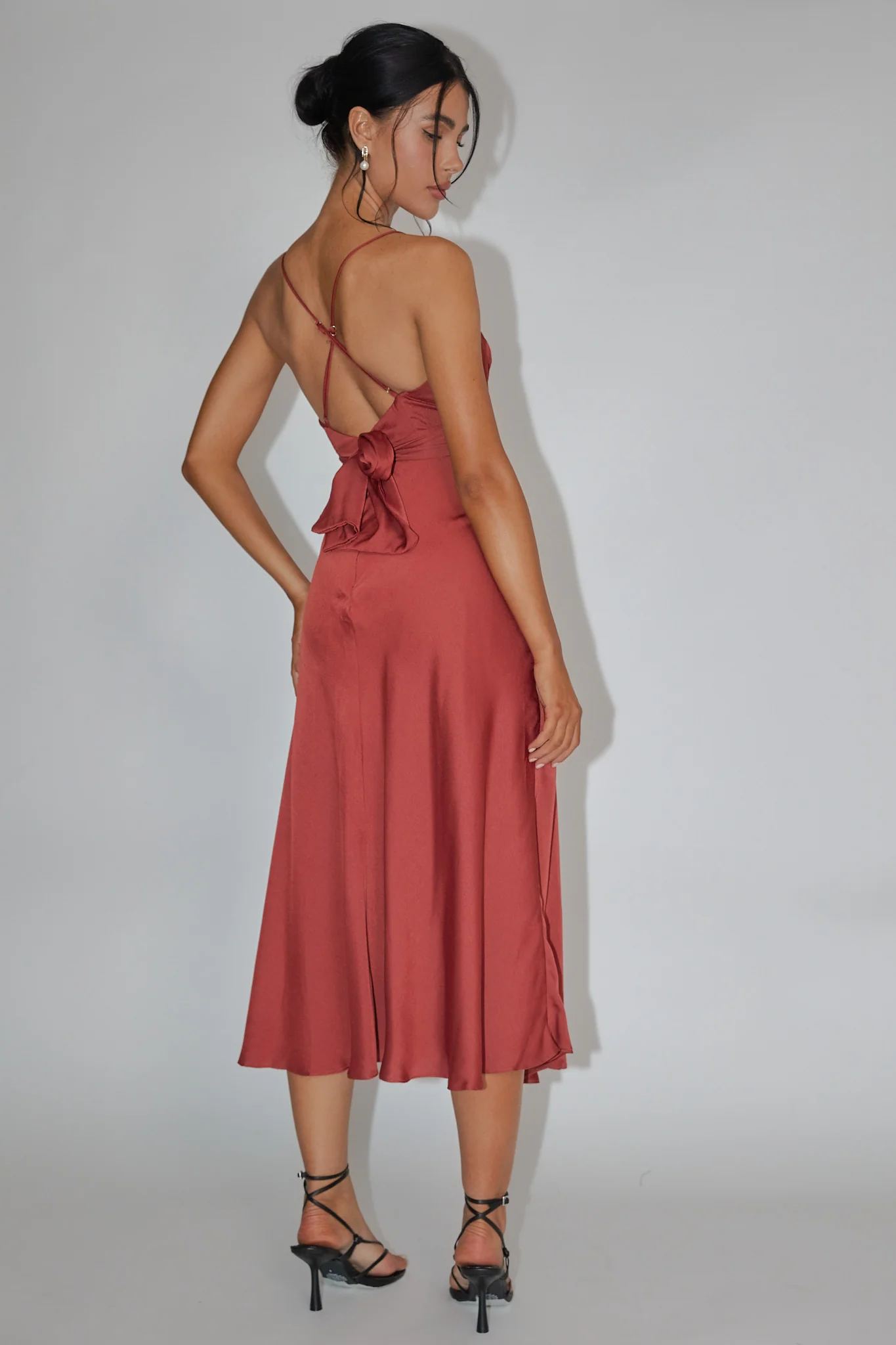 Linka Cami Strap Midi Dress Chocolate - Image 2