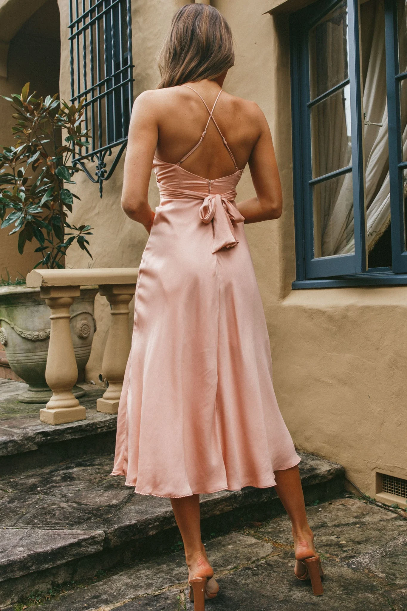 Linka Cami Strap Midi Dress Peach - Image 2