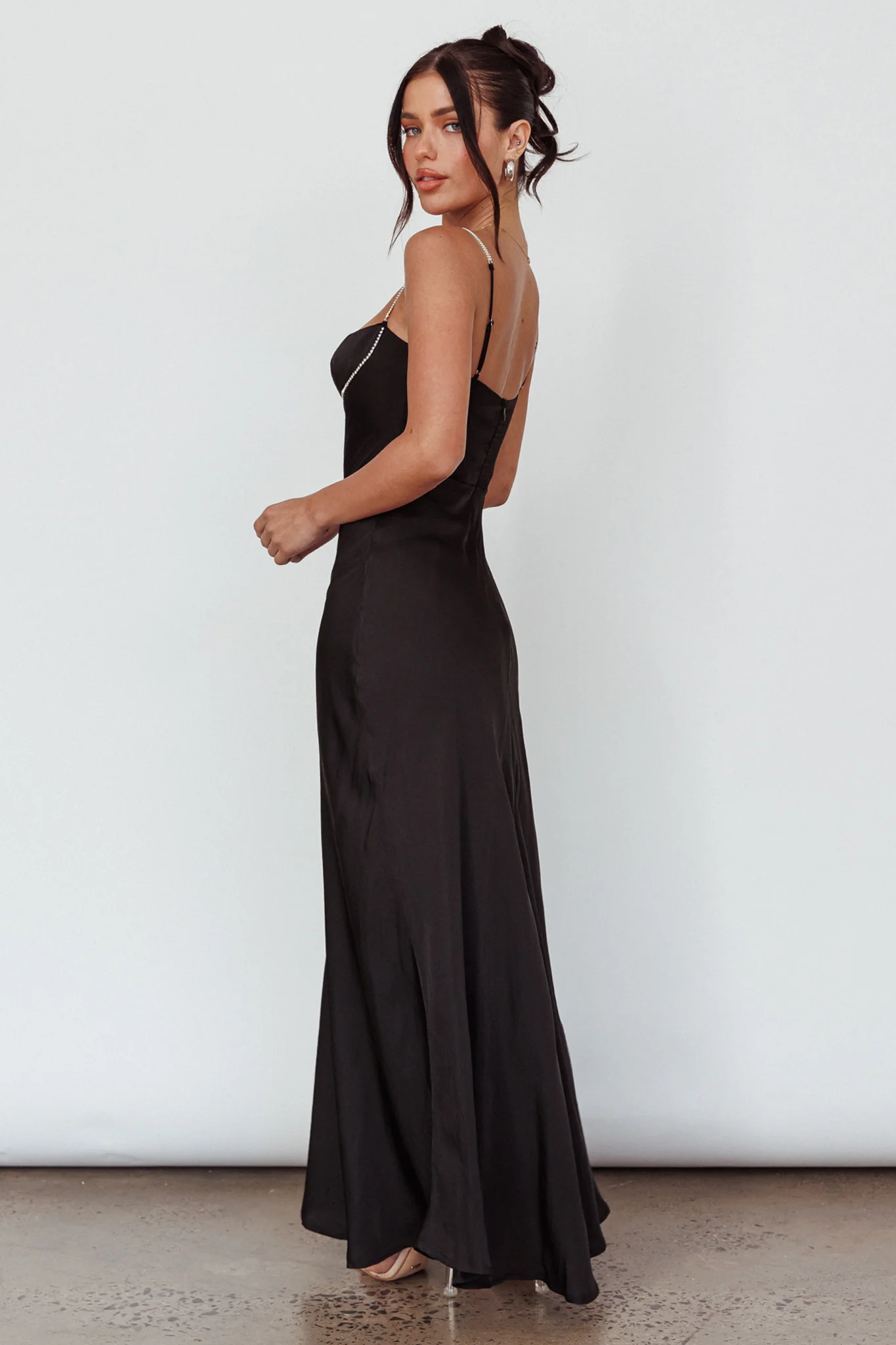 Linka Diamante Strap Maxi Dress Black - Image 2