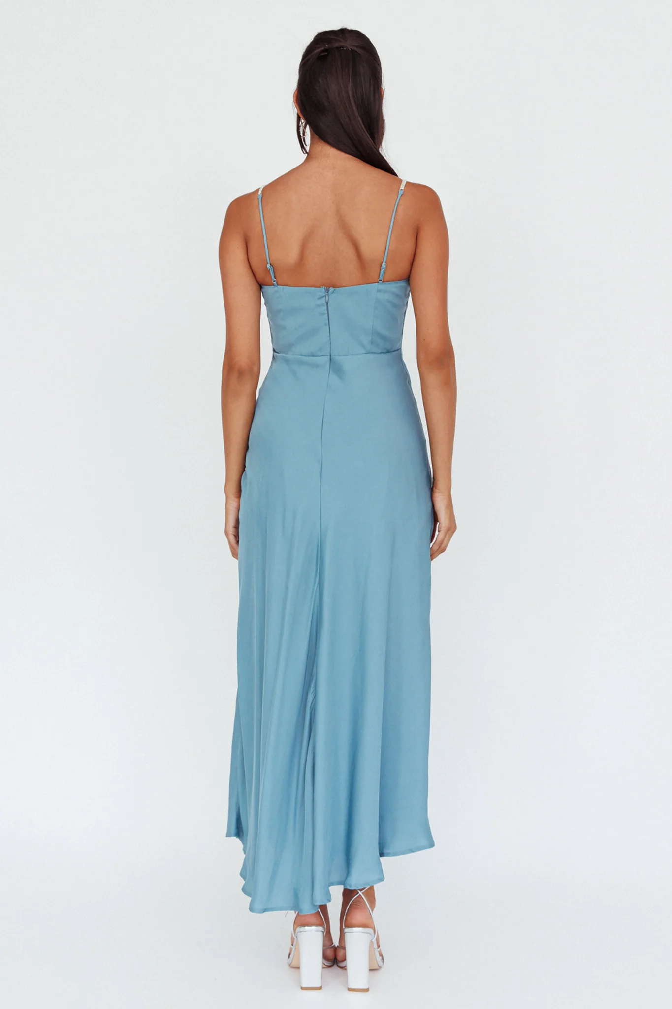 Linka Diamante Strap Maxi Dress Steel - Image 2