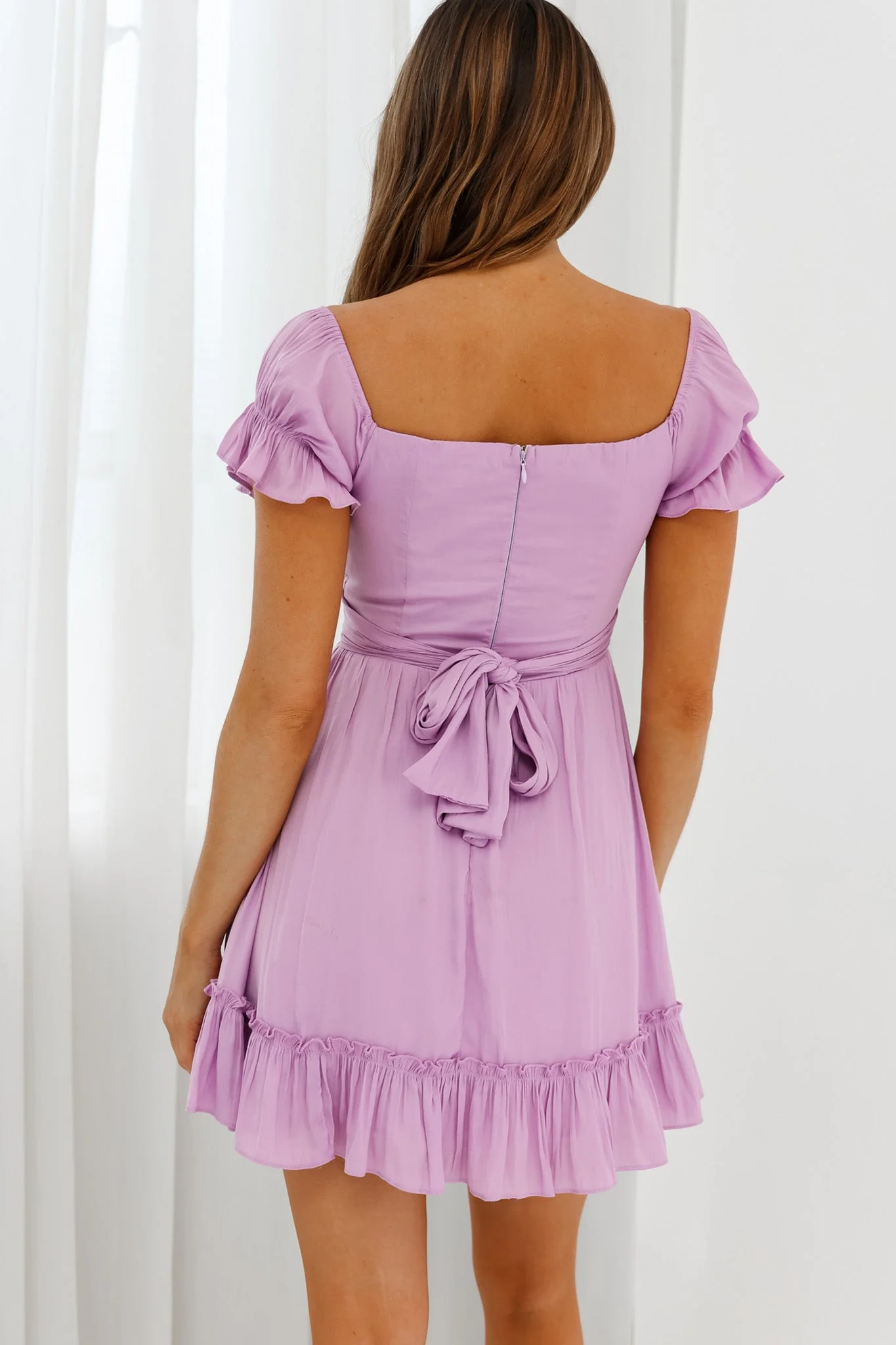 Linka Off-Shoulder Tie Back Dress Lilac - Image 2