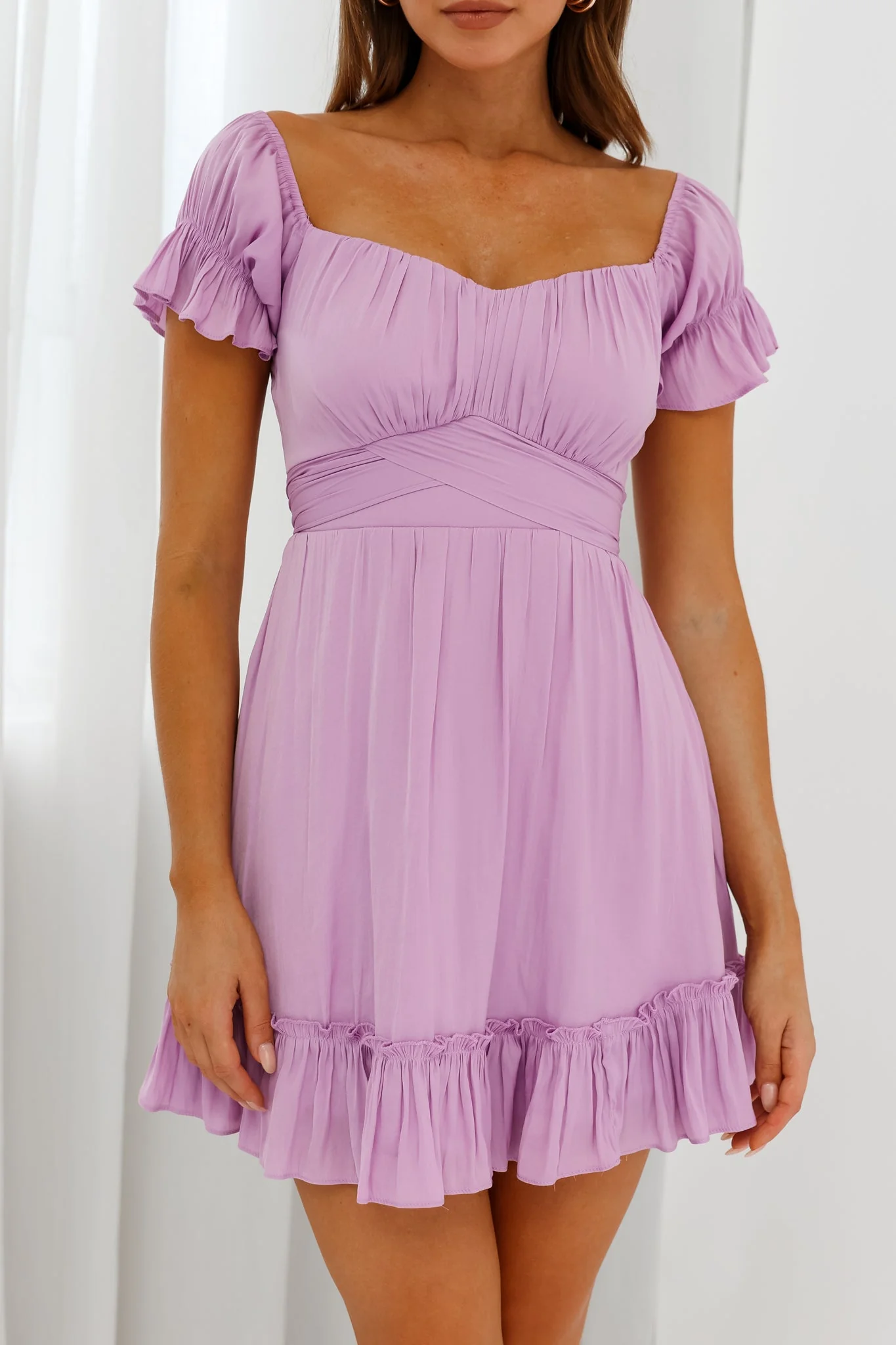 Linka Off-Shoulder Tie Back Dress Lilac - Image 4