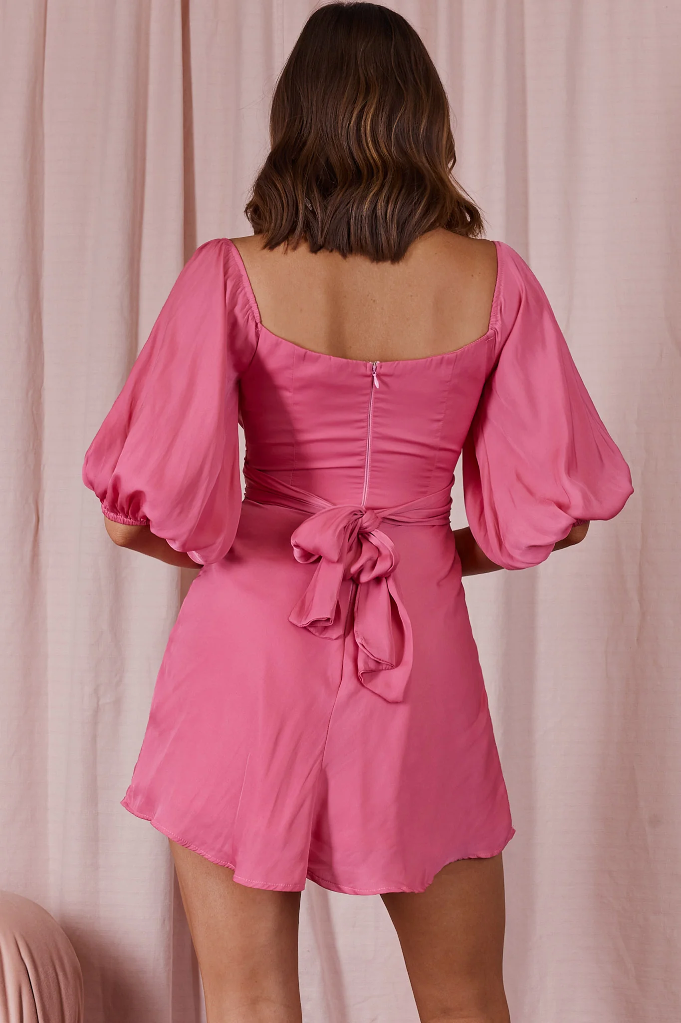 Linka On or Off-Shoulder Half Sleeve Tie-Back Dress Hot Pink - Image 2