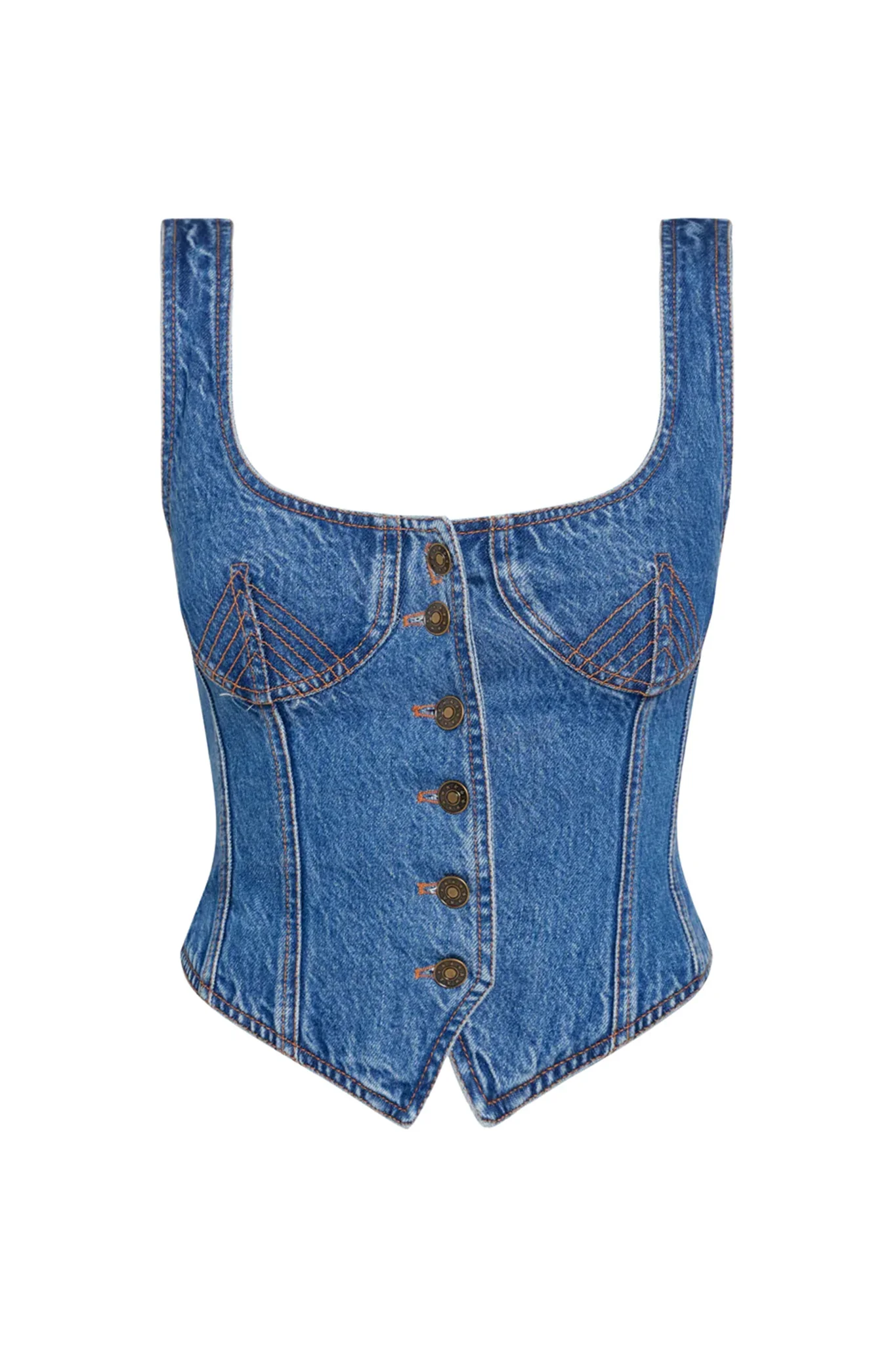 LIONESS After Hours Corset Top Blue Denim - Image 7