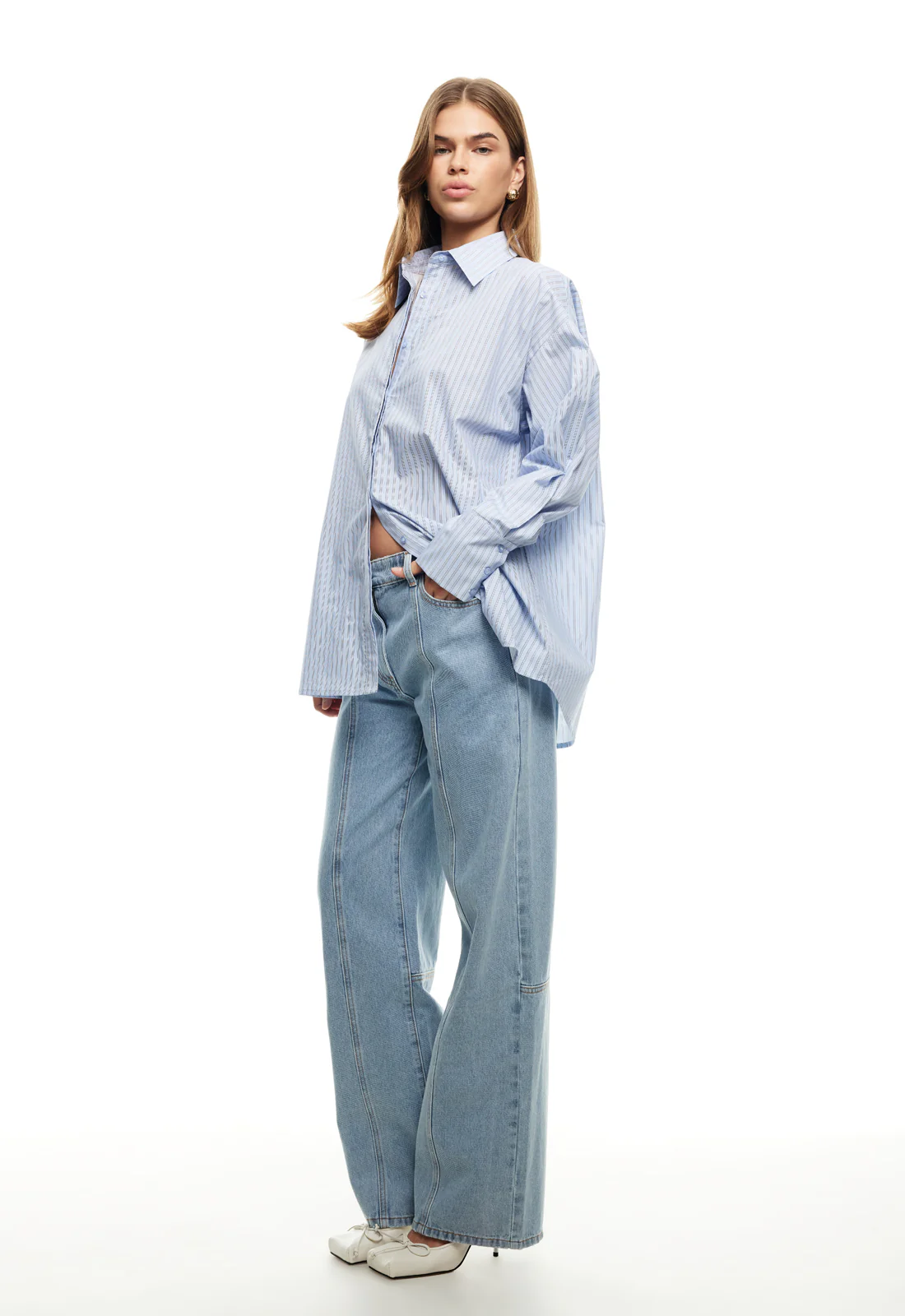 LIONESS Boyfriend Shirt Blue - Image 3