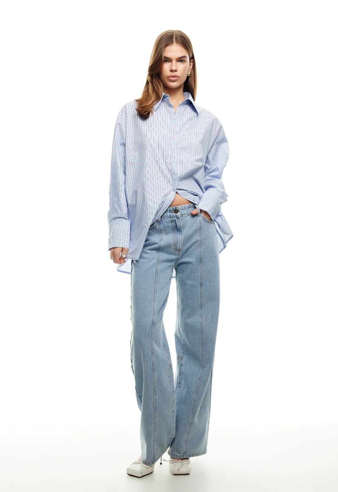 LIONESS Boyfriend Shirt Blue - Image 4